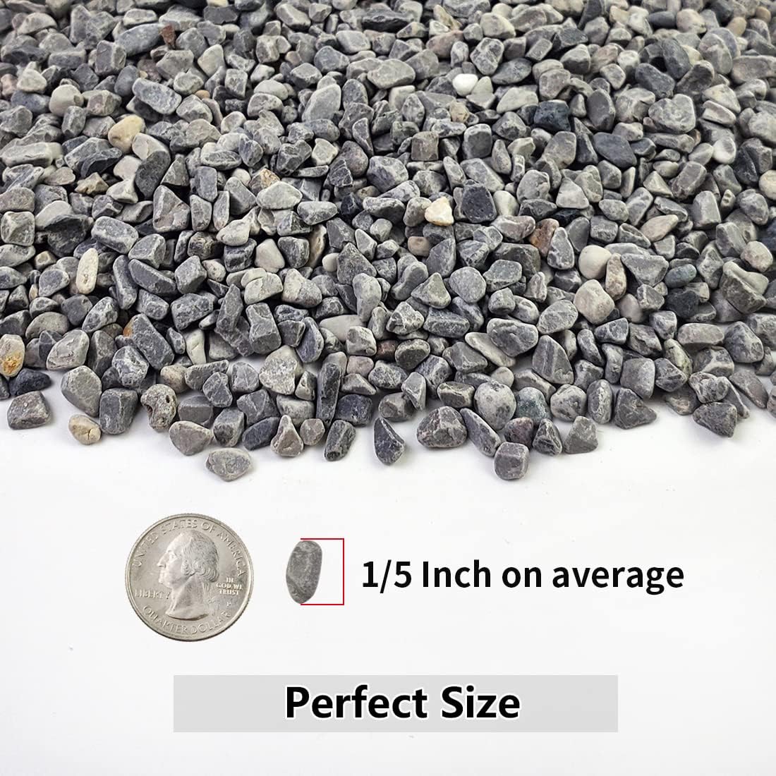 2LB Succulent and Cactus Gravel Pebbles, 1/5 Inch Natural Decorative Polished Stones, River Rocks for Plants, Vases, Aquariums, Terrarium and Outdoor Gardening,Grey
