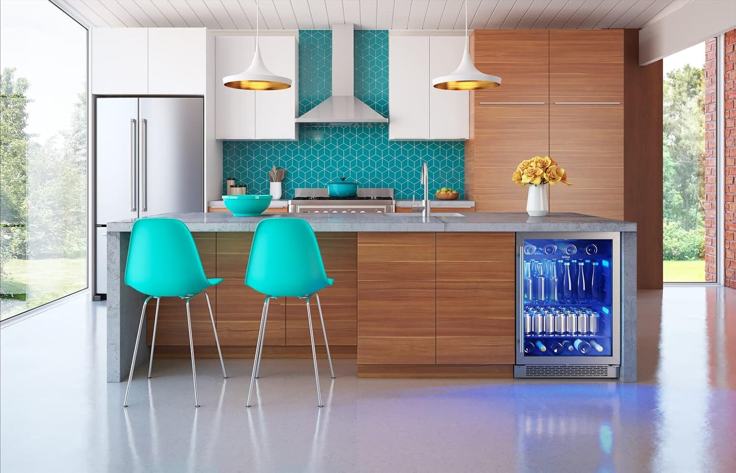 Zephyr BWN24C02AG Brisas 24 Inch Wide 46 Bottle Capacity Built-In or Freestanding Wine Cooler with Dual-Pane Door - Stainless Steel