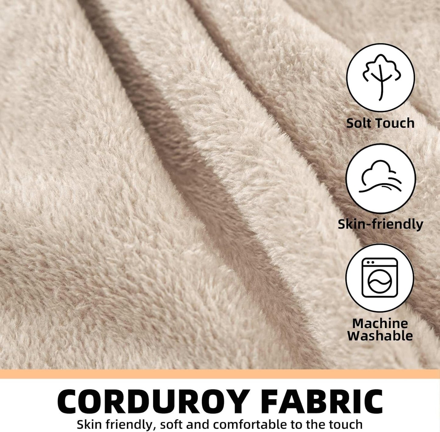 5FT，Big Bean Bag Chairs for Adults，Large beanbag with Filler Included，Memory Foam Material，Easy to Clean and Washable Corduroy Fabric，Suitable for Living Room and Bedroom (Apricot, 5 Foot)