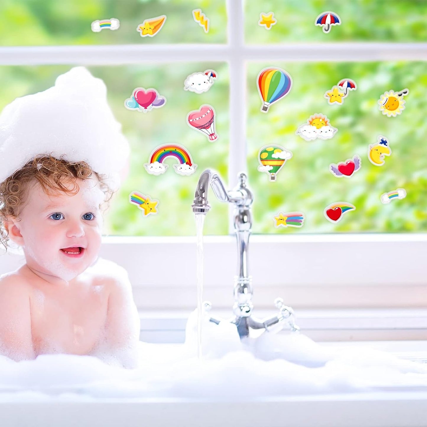 20 PCS Rainbow Thick Gel Clings for Classroom Realistic Window Gel Clings Decal Stickers for Kids Toddlers and Adults Home Airplane Nursery Rainbow Party Supplies Removable and Reusable