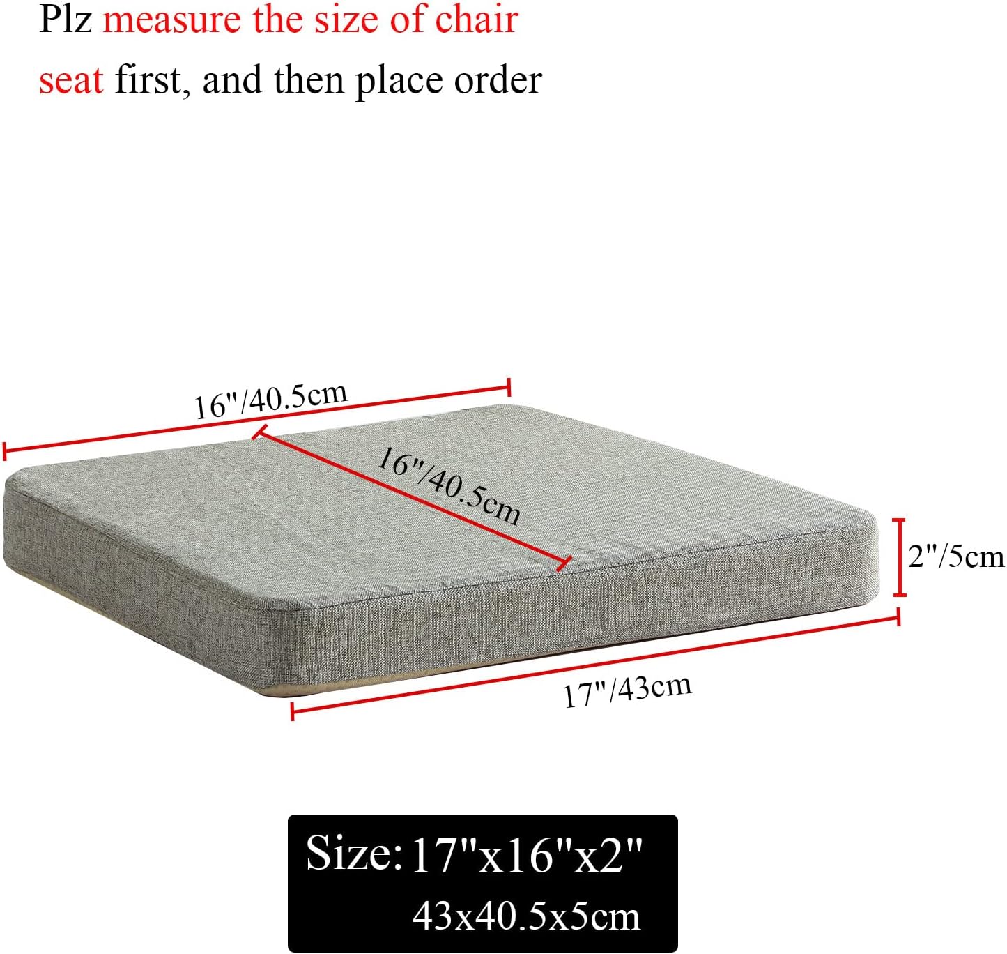 Chair Cushion for Dining Chairs with Ties Non Slip Memory Foam Kitchen Room Chair Pads for Outdoor Patio Furniture 4 Pack, Khaki