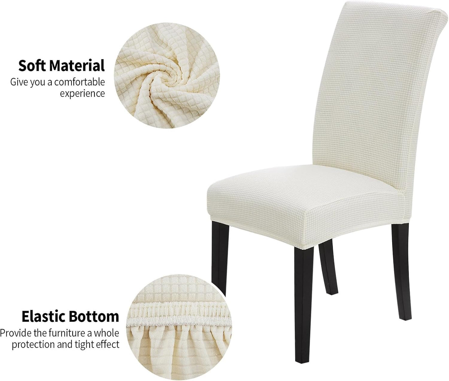 Joccun Chair Covers for Dining Room Set of 2, Dining Chair Slipcovers Stretch Dining Room Chair Covers Seat Protector,Washable Parsons Chair Cover for Home,Hotel,Banquet(Ivory,2 Pack)