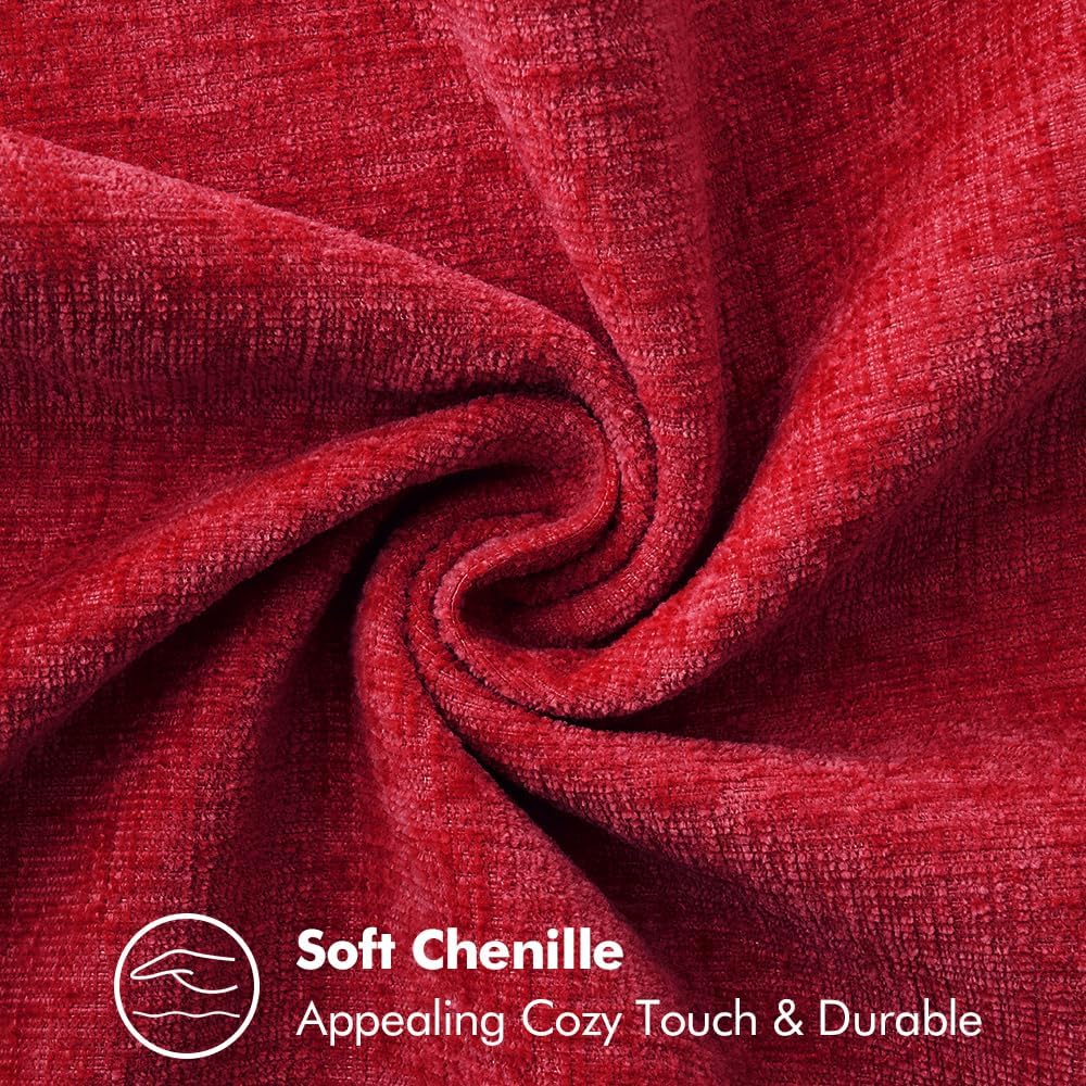 MIULEE Pack of 2 Christmas Pillow Covers 18x18 Inch Red Farmhouse Decorative Throw Pillow Covers with Stitched Edge Soft Chenille Solid Dyed Couch Pillow Covers for Sofa Bed Living Room