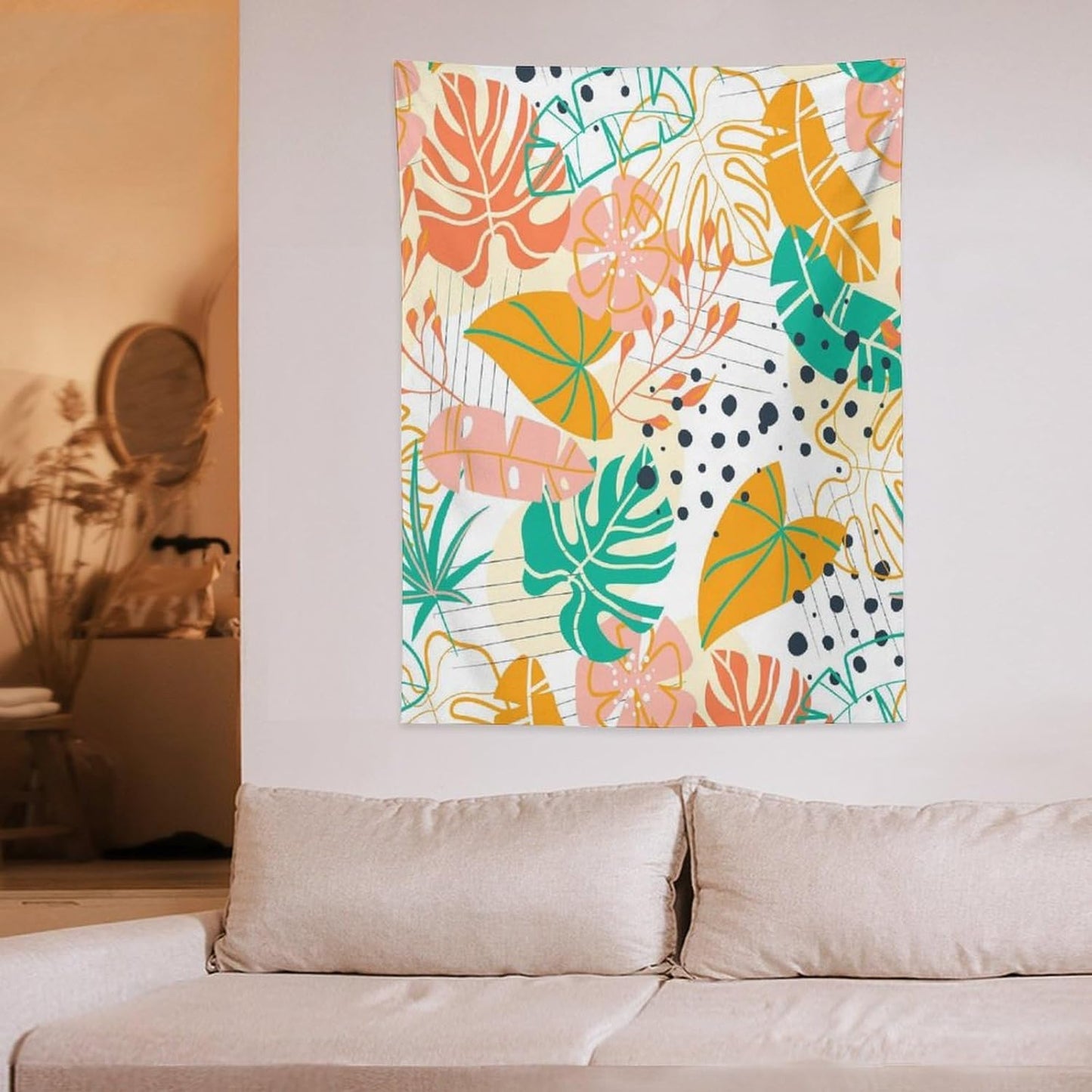 ICMOLYYENLO Tropical Palm Leaves Wall Tapestry, Wall Art for Room Decoration Beautiful Wall Hanging for Bedroom Living Room Dormitory Apartment 50x60 Inch