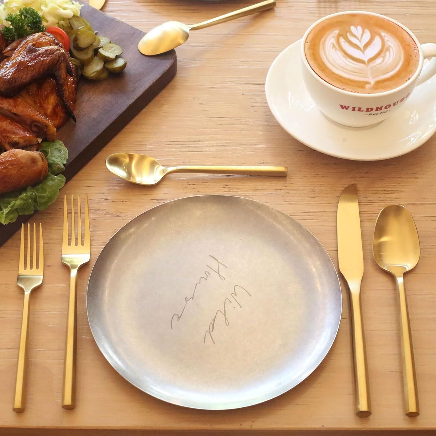 40-Piece Matte Gold Silverware Set, Hand Forged Utensil, Stainless Steel Flatware Set, Hexagon Handle Cutlery Set for Home Hotel Use, Service for 8