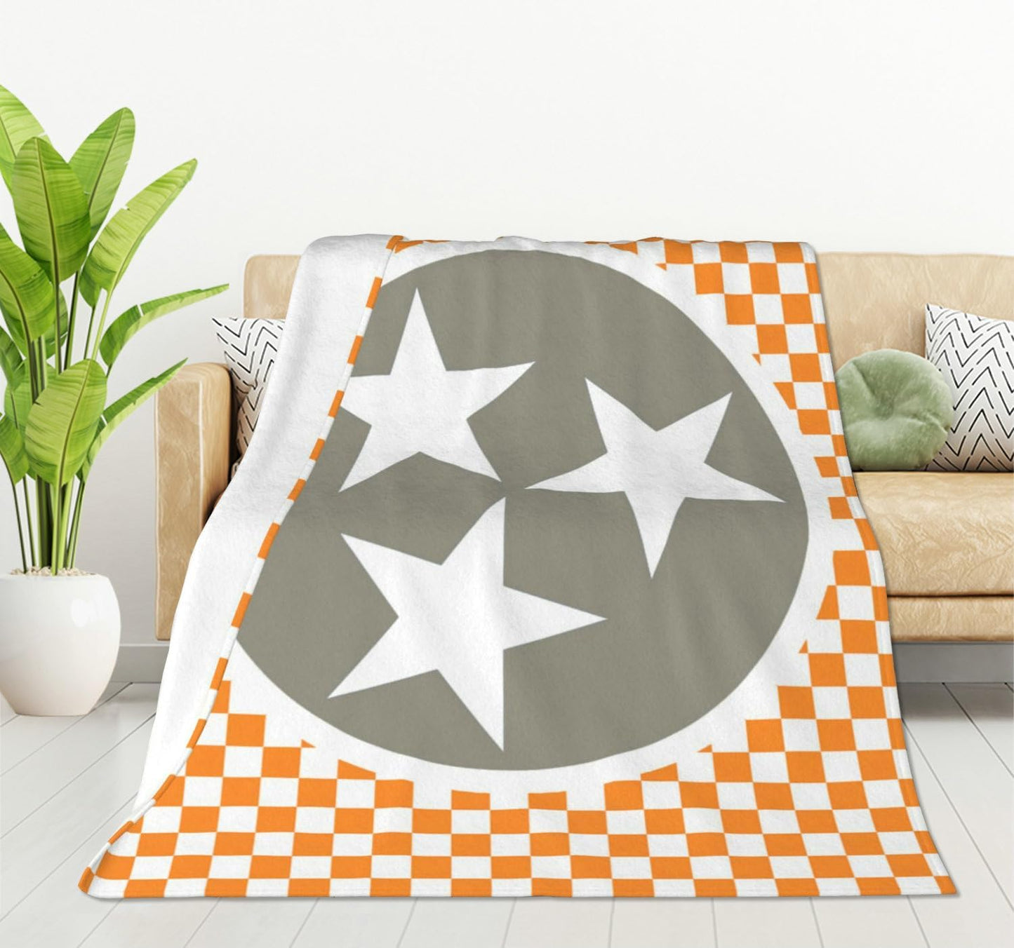 HGOD DESIGNS Tennessee Throw Blanket Ultra Soft Warm All Season Tennessee Orange Grey Star Flag Decorative Fleece Blankets for Bed Chair Car Sofa Couch Bedroom 50"X60"