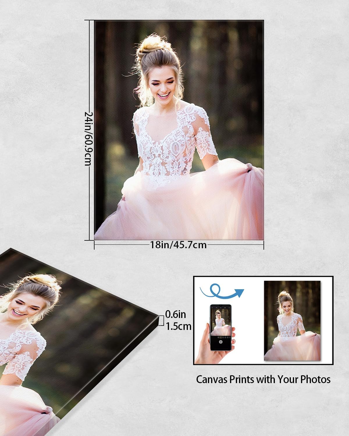 AbcCustomize Custom Canvas Wall Art with Your Photos, Custom Canvas Wall Art for Bedroom, Living Room, Farmhouse Decor, Personalized Gifts