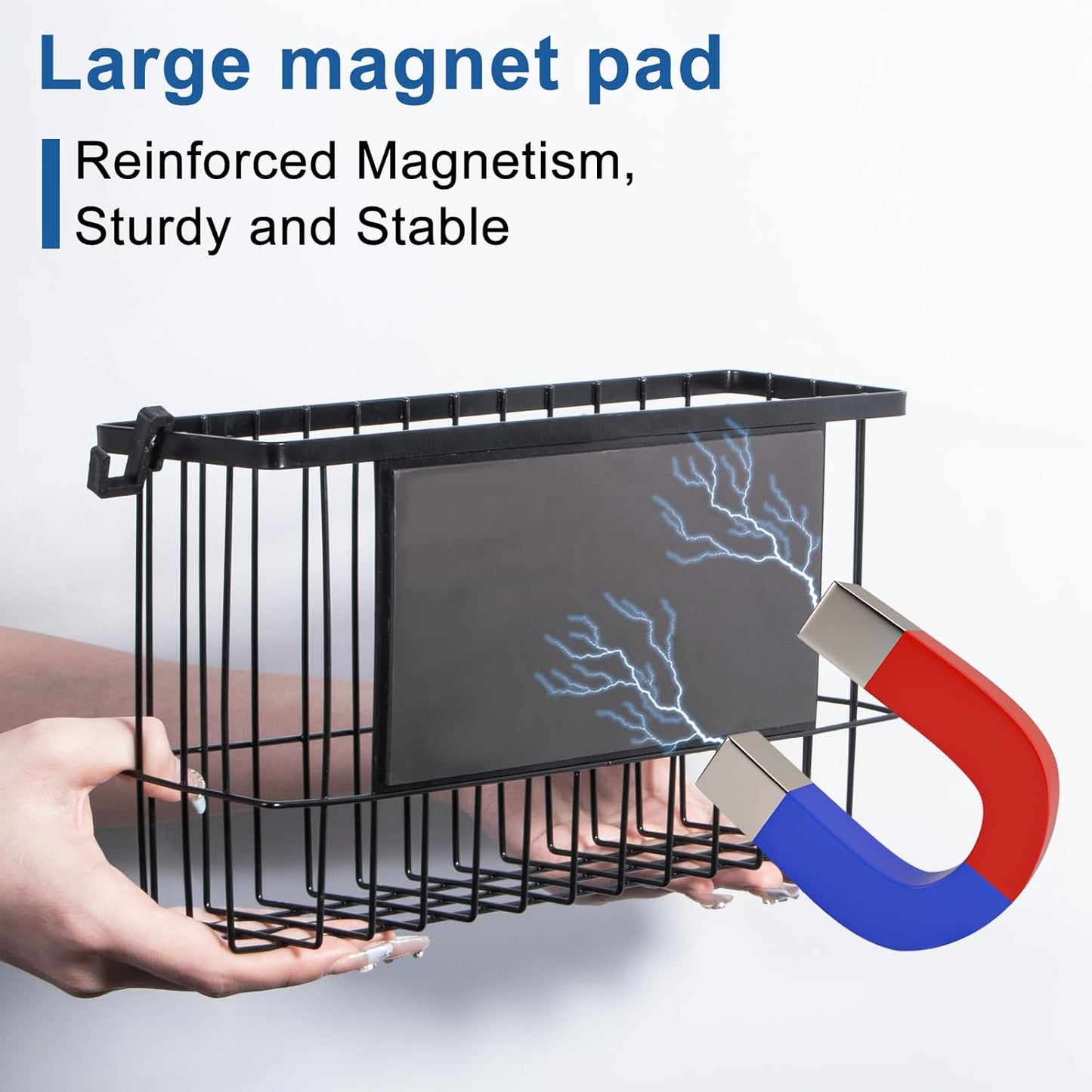 dedoot Magnetic Holder Locker Strong Black Mesh Holder Magnetic Basket Organizer Shelf Rack for Whiteboard,Fridge, Sponge, Recipe, Beverage ,Refrigerator ,Office File Foil,10.25x 3.6x 6 inches