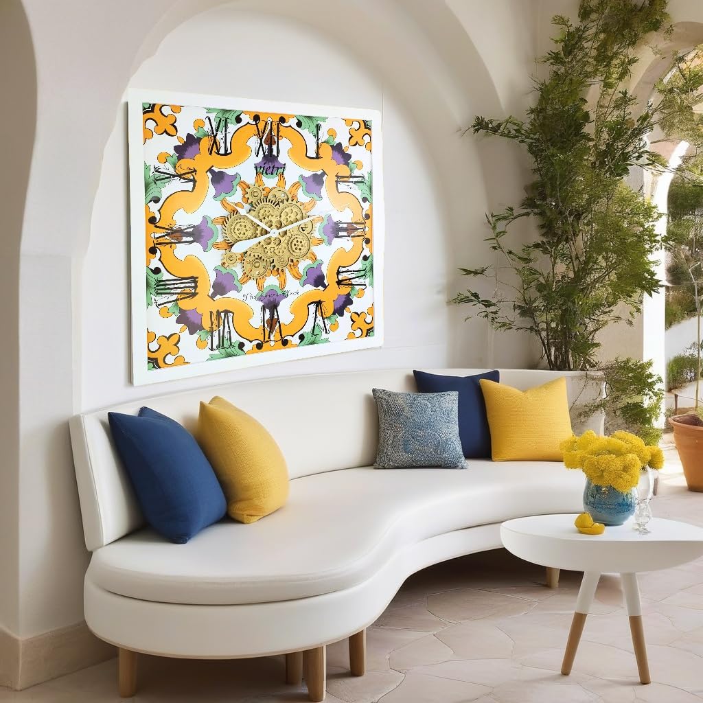 The Gears Clock Wall Clock Italy Collection with Moving Gears (Vietri, 36 inch Square)