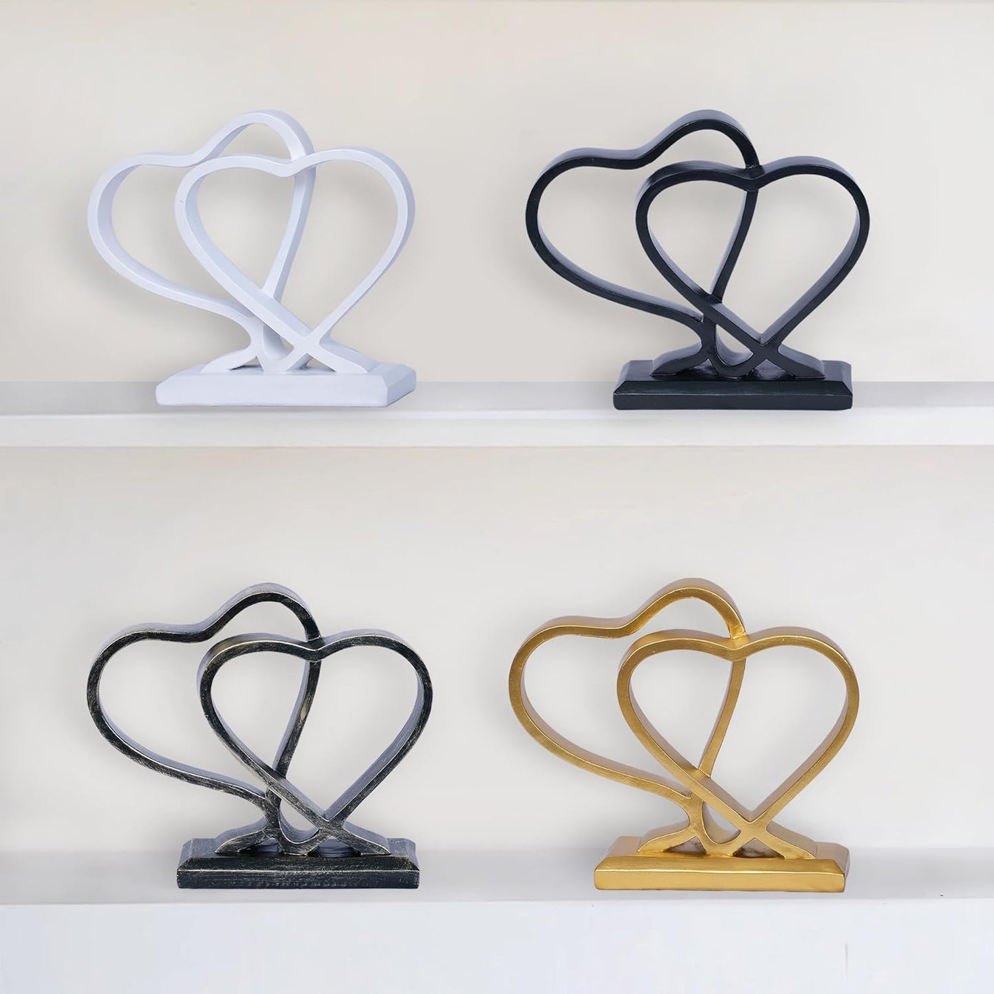 Heart Sculpture for Living Room Decor Heart Decoration Gift for Her and Him Love Wedding Anniversary Couples Gift Modern Heart Statue for Home Coffee Table Dining Table Centerpiece Birthday Gift