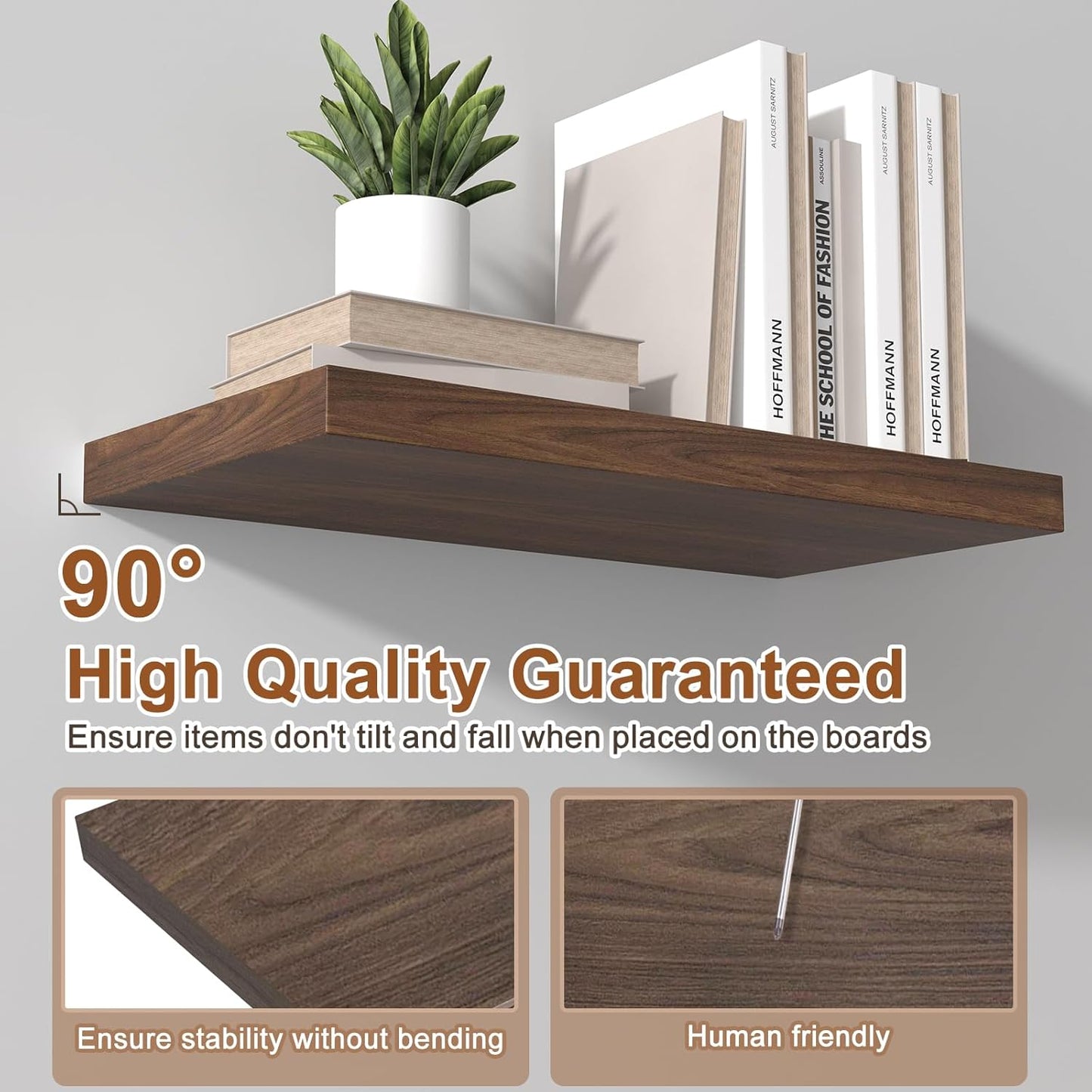 48 Inch Floating Shelf 3 Pack Large Floating Shelves for Wall No Drilling Accessories Included Deep Wall Shelves for Living Room Kitchen Farmhouse 48" W x 12" D x 1.2" Walnut