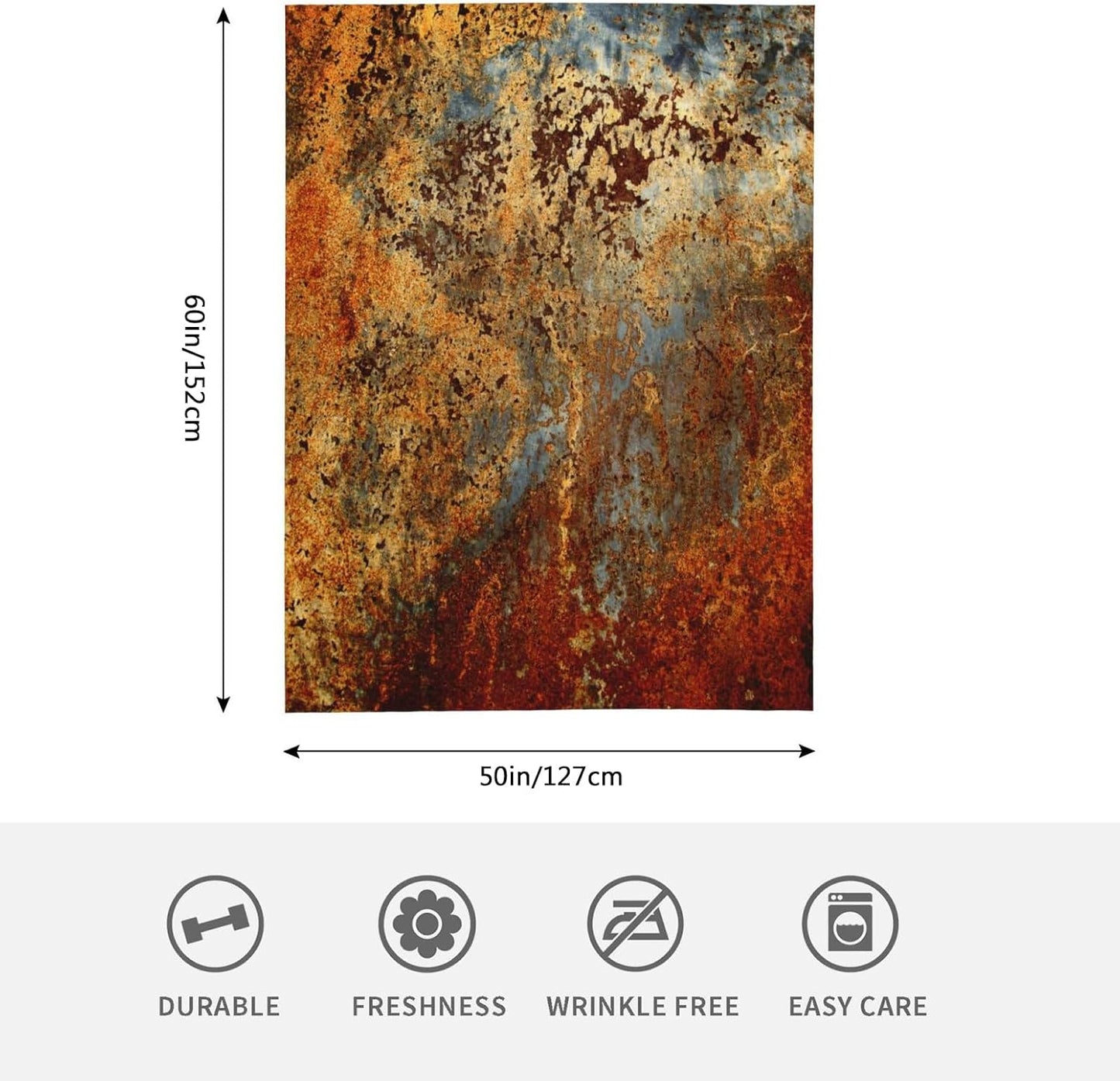 HGOD DESIGNS Brown Rust Colorful Metal Rusty Steel Iron Structure Blanket Throw Blanket Soft Comfortable for Sofa Chair Bed Office 50" x60