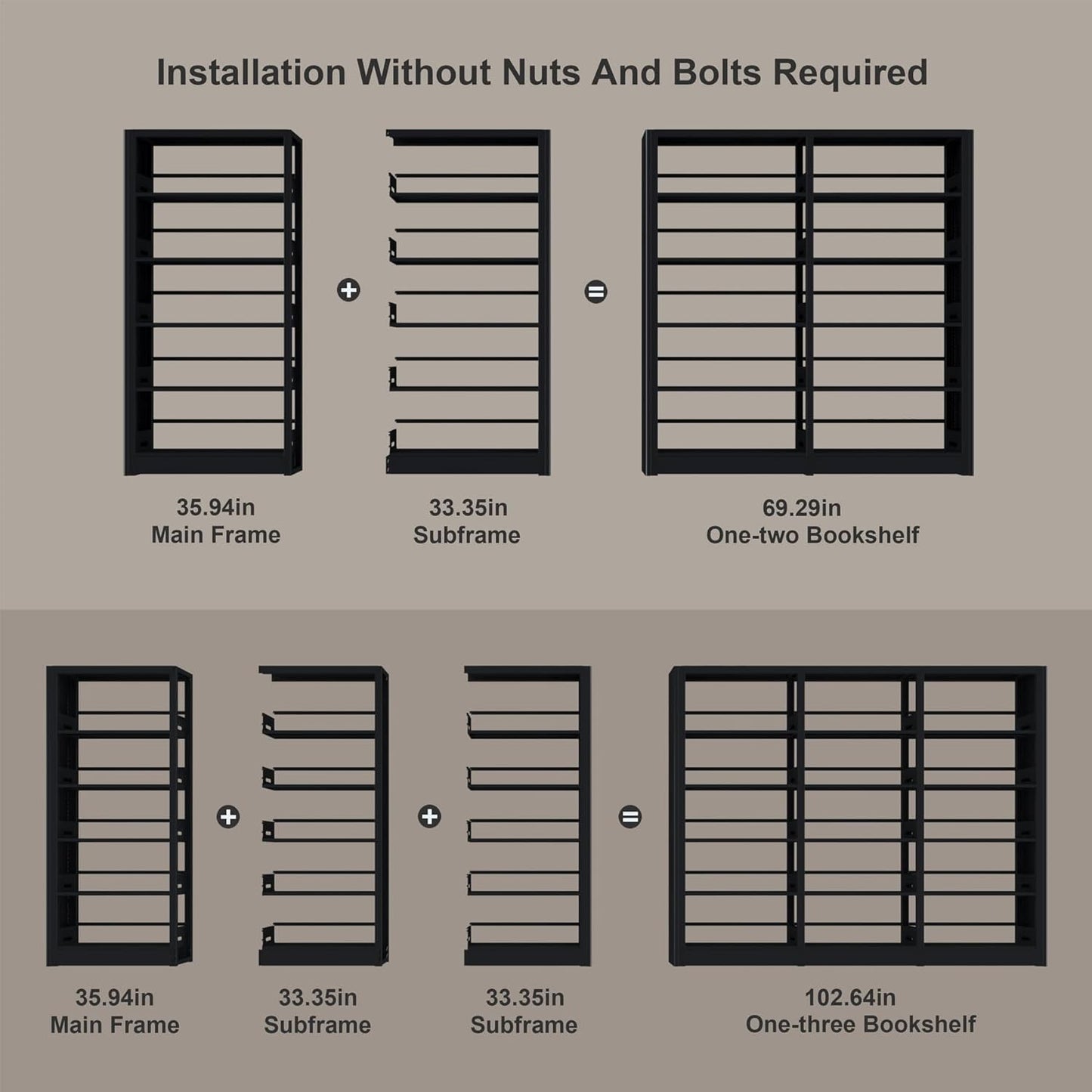 5-Tier Industrial Bookshelf, Black Bookcases and Bookshelves,Tall Metal Bookshelf Storage Organizer,Freestanding Book Shelf for Living Room,Home Office (Black, Shelf-2)