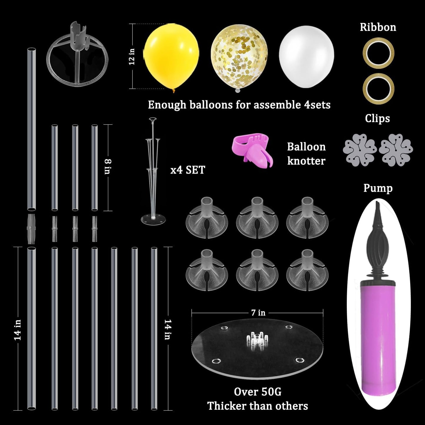 Yellow and White Balloon Stand Centerpiece Table Decorations for Bee Sunflower Daisy Birthday Bridal Shower Engagement Wedding Party Decorations(Yellow white set4)