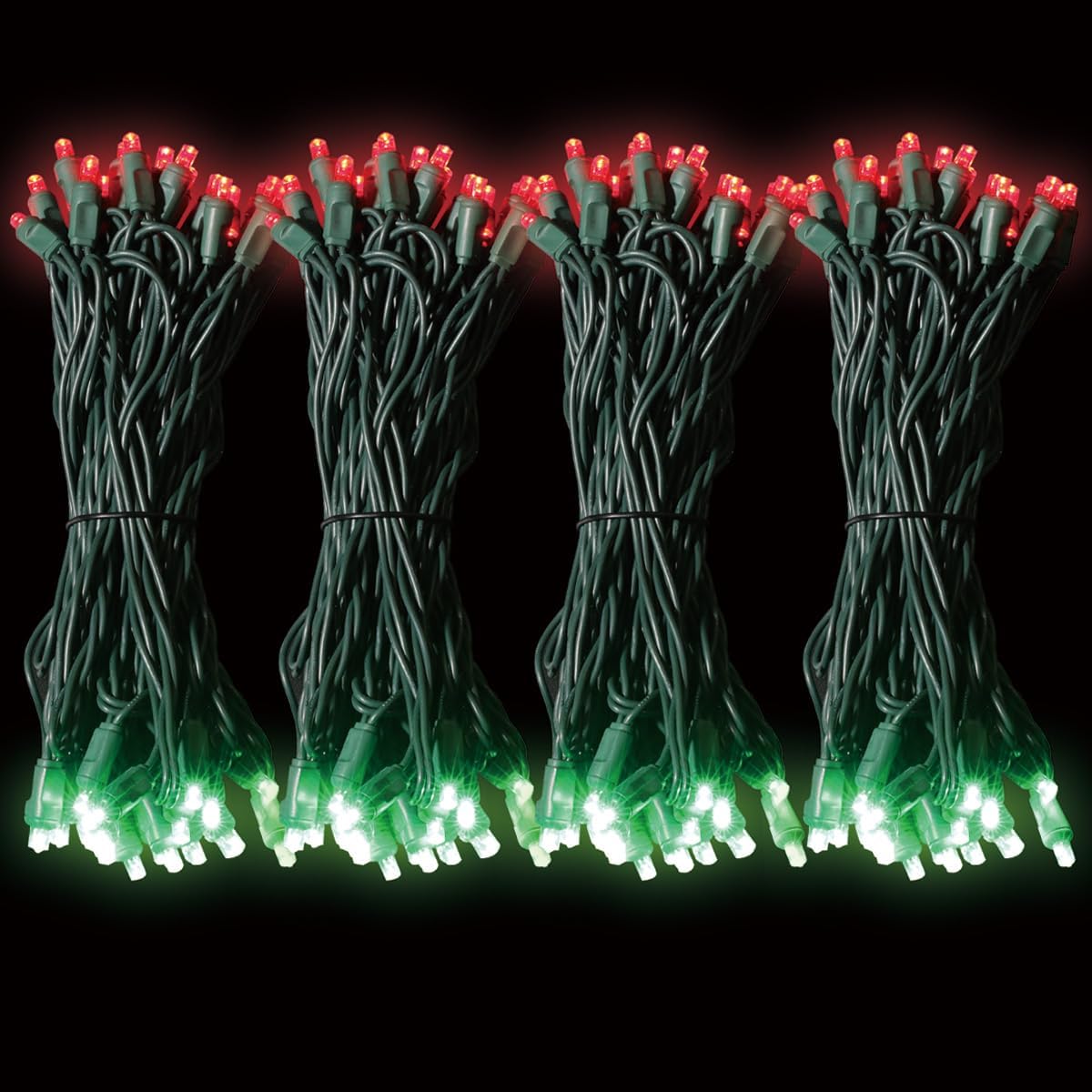 50L String Lights, LED Christmas Lights, 6" SPACING,Green Wire, Red and Green