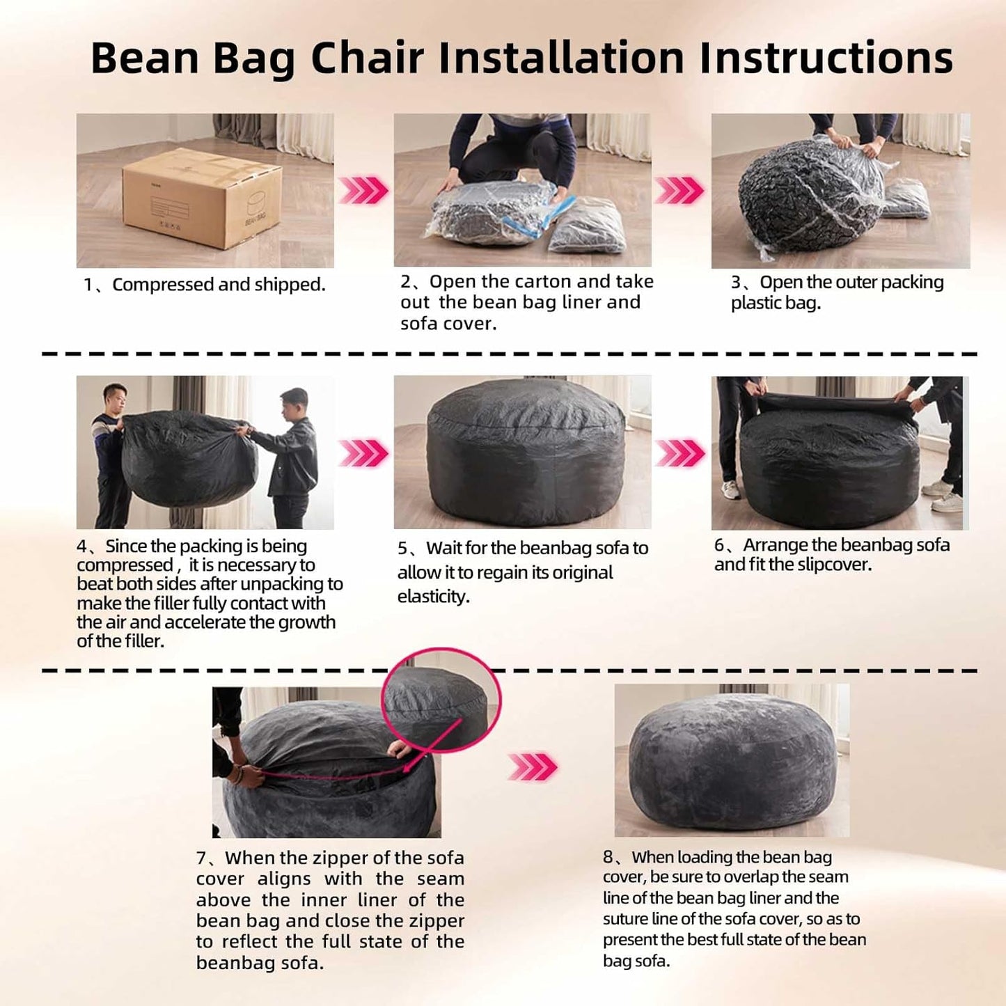 4FT Large Bean Bag Chairs,Big Adult Size Memory Foam Beanbags with Filler Included,Machine Washable Corduroy Cover,Ultra Soft Plush Gaming Bing Bag Puff Chair for Dorm, Living Room & Bedroom (Brown)