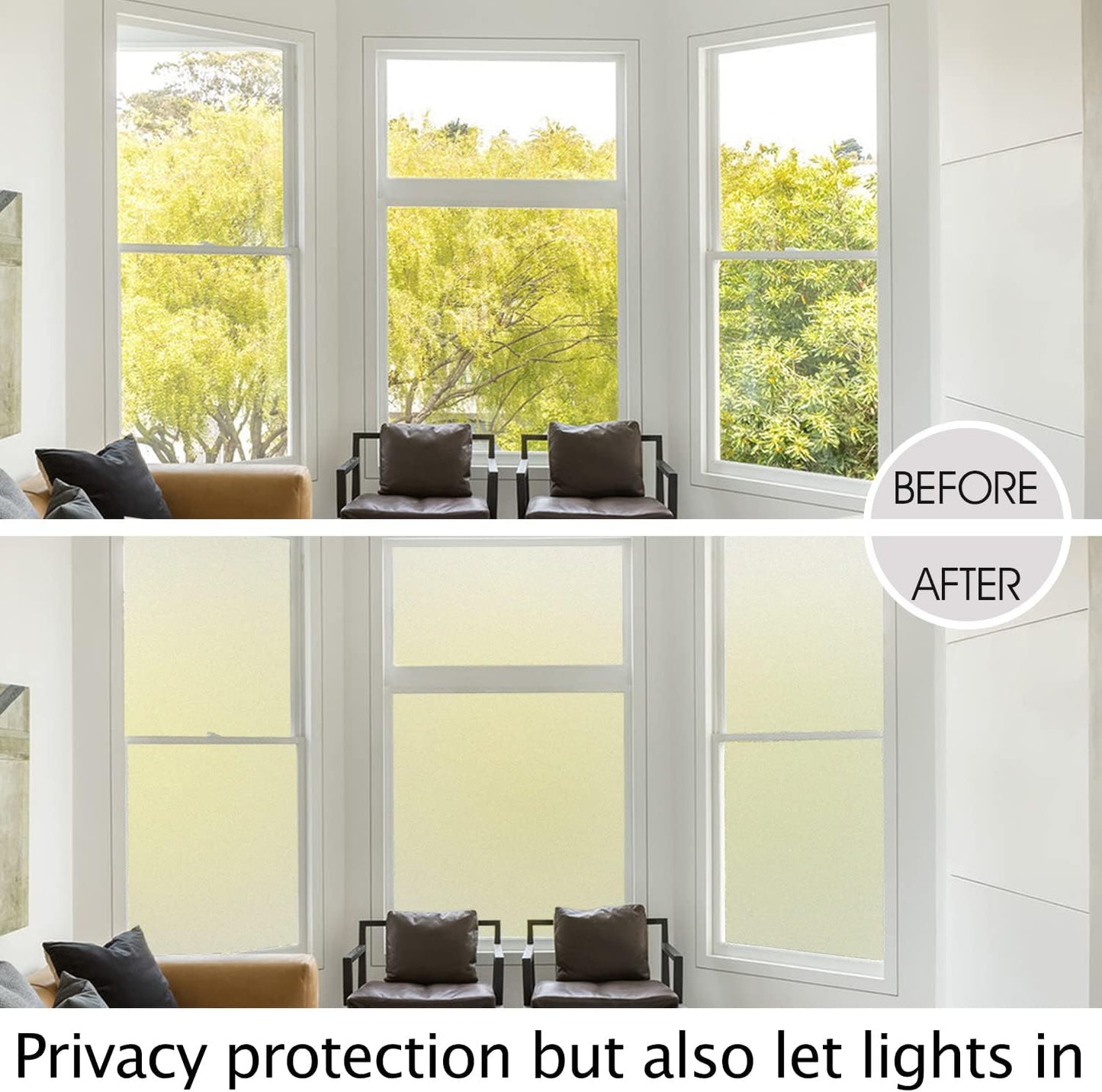 HIDBEA Frosted Window Privacy Film Heat Control UV Blocking, Static Cling Non-Adhesive Reusable Door coverings for Bathroom Home Office (Frosted 45.2 Inch x 13.1 Feet)