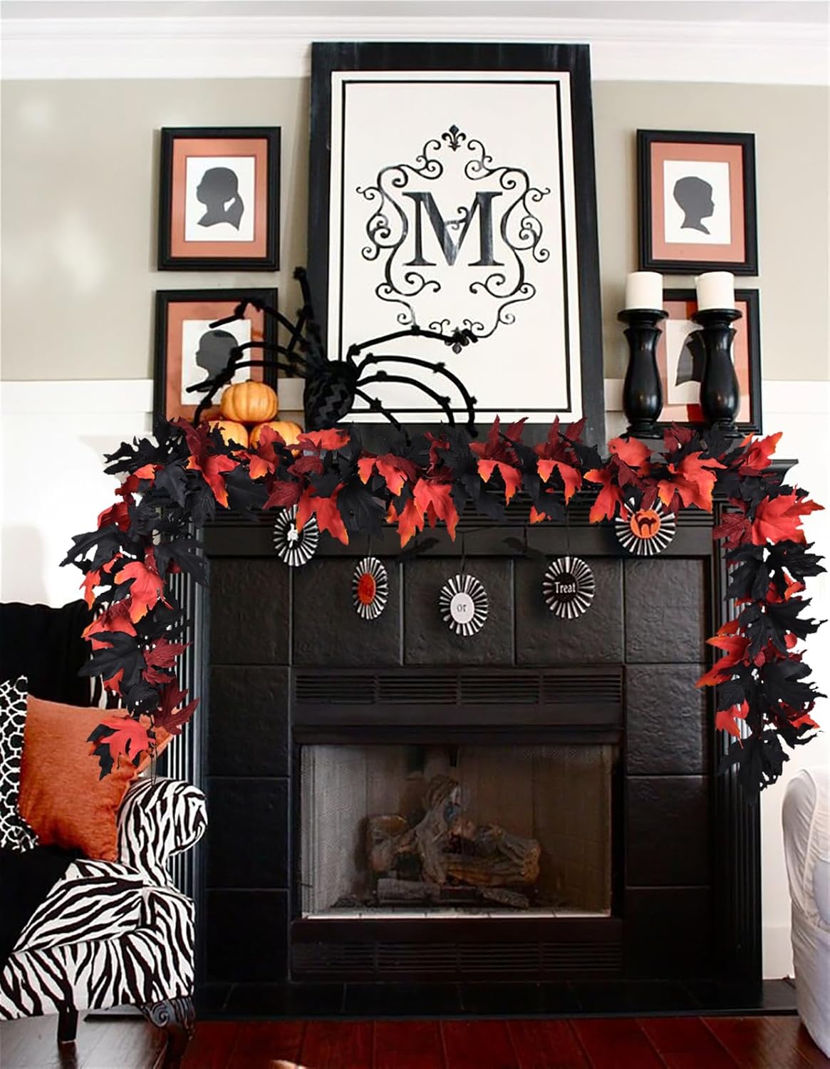 Lvydec 2 Pack Halloween Fall Maple Garland - 5.9ft/Piece Artificial Hanging Fall Leave Vines Garland Autumn Decor for Thanksgiving Home Wedding Party