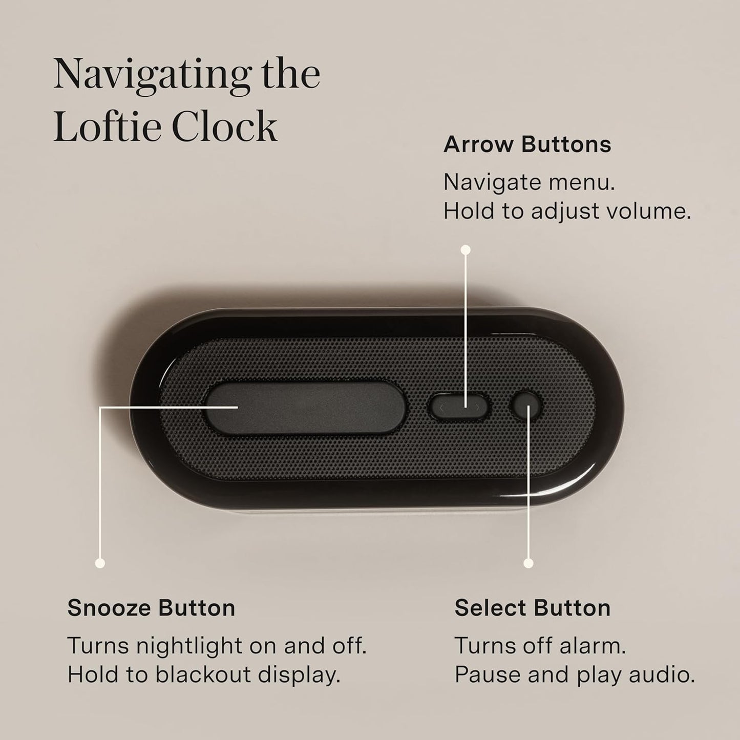 Loftie Alarm Clock with Sound Machine – Smart Alarm Clock with Light, White Noise, Bluetooth Speaker, Night Light Sound Machine, 100+ Sounds, Blackout Mode, No WiFi Mode, Optional Subscription - Steel