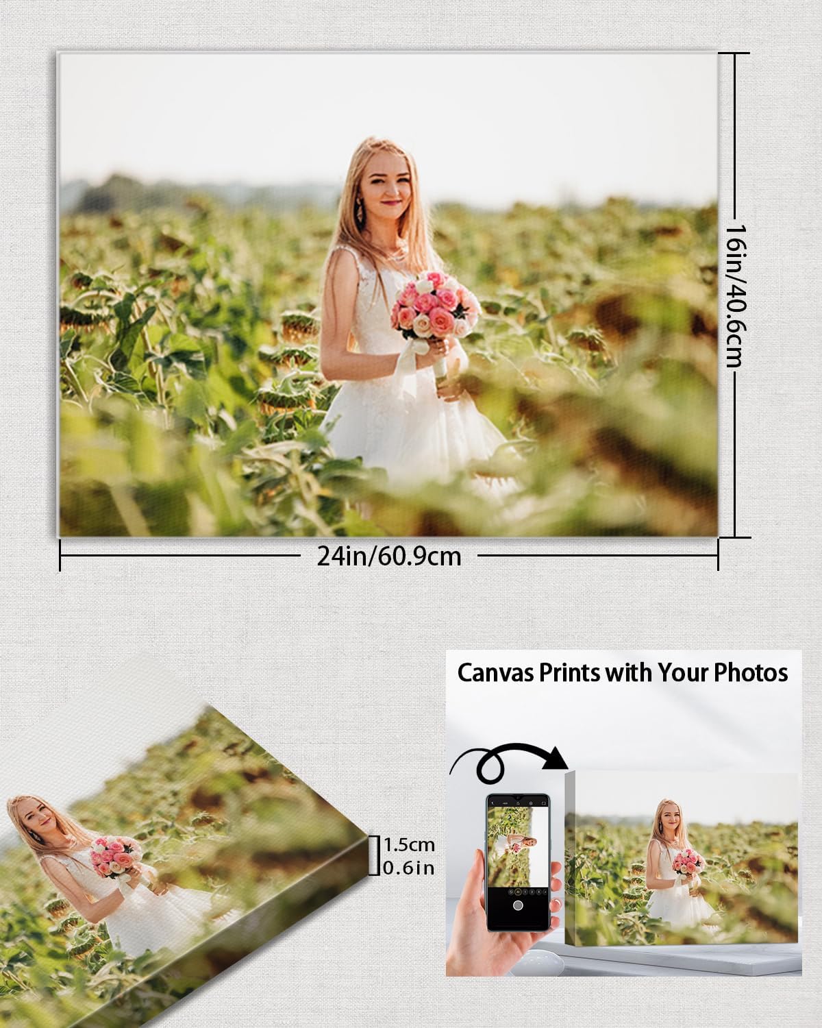 AbcCustomize Custom Canvas Prints,Transform Your Memories into Beautiful Art with Personalized Photo on Canvas,Personalized Canvas Wall Art for Home Decor, Gifts, and Keepsakes