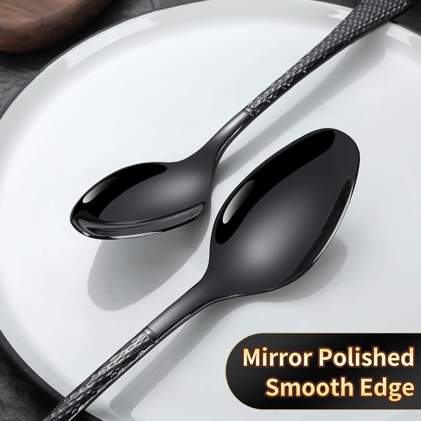 Hammered Black Silverware Set for 8,Stainless Steel 40-Piece Modern Cutlery Set,Mirror Polished Heavy Duty Flatware Set Utensil Set,Knives Spoons and Forks Set,Dishwasher Safe