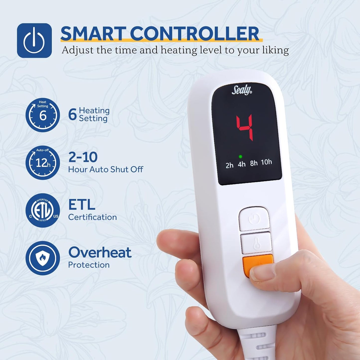 Sealy Electric Blanket Throw Size 50"*60",Super Cozy Flannel to Sherpa Reversible Heated Blanket Throw with 6 Heating Levels & 2-10 Hours Auto Off Overheating Protection Machine Washable,Red