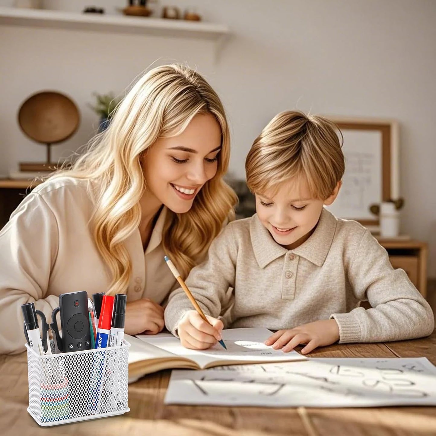 4.5'' × 2.2'' × 3.5'' Magnetic Basket for Whiteboard White Magnetic Basket for Fridge Magnetic Organizer Holder with 4 Strong Magnets Magnetic Holder for Refrigerator Locker