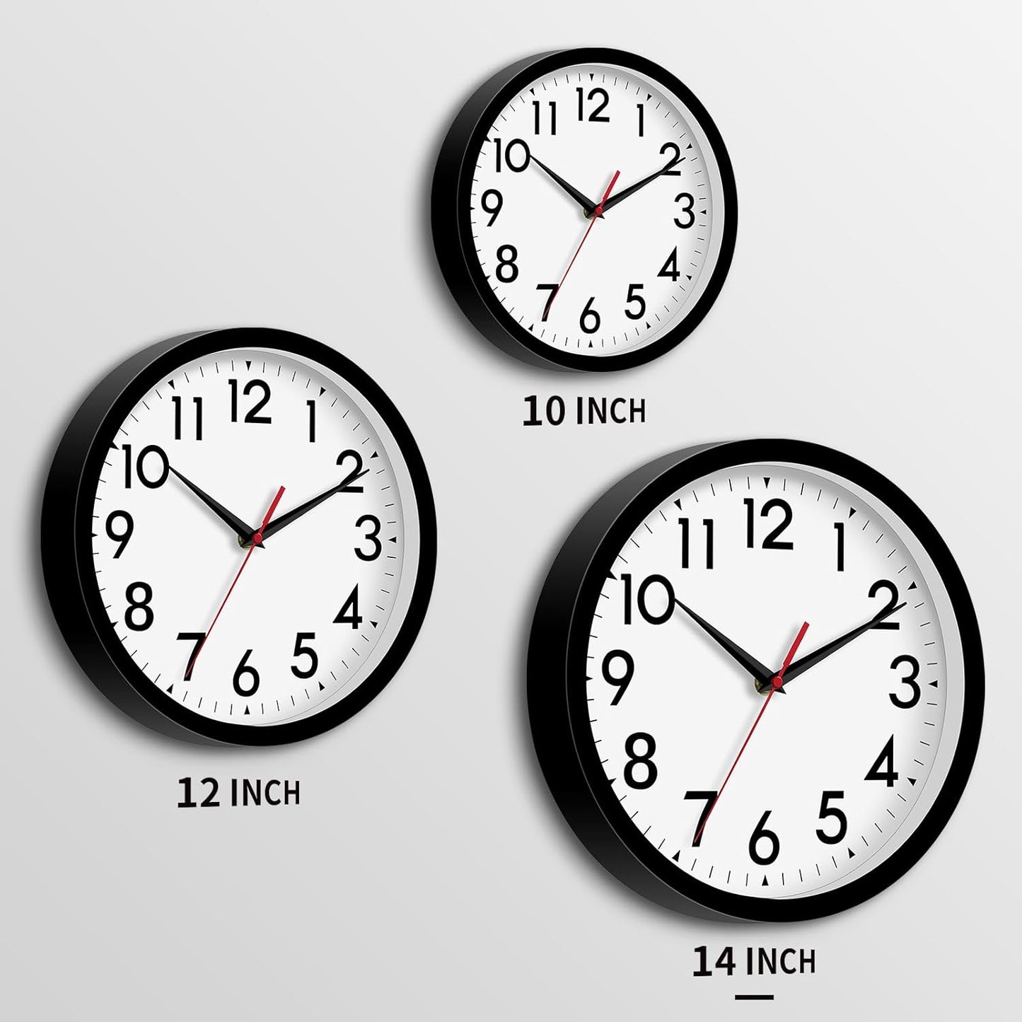 14 Inch Wall Clock Large Battery Operated Big Silent Non Ticking Analog Clock Decorative for Living Room Office Kitchen Outdoor Classroom Bedroom Bathroom School(Black)