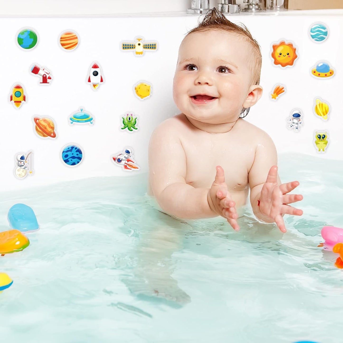 20 PCS Outer Space Thick Gel Clings Galaxy Window Gel Clings Decals Stickers for Kids Toddlers and Adults Home Airplane Classroom Nursery Outer Space Party Supplies Decorations Removable and Reusable