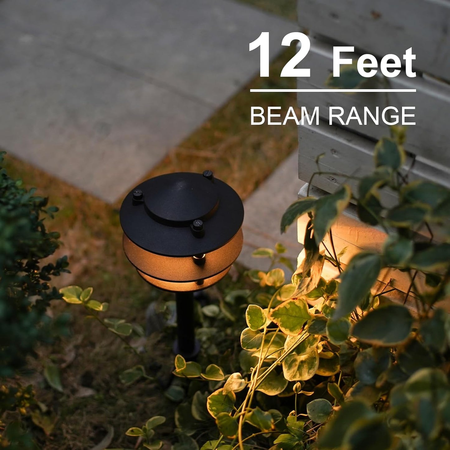 GOODSMANN Landscape Lighting 8PK Pathway Lights Low Voltage 2.2 Watt LED 12V AC Landscape Lights 30 Lumen Warm White with Cable Connectors Metal Stakes 9122-21102-08A