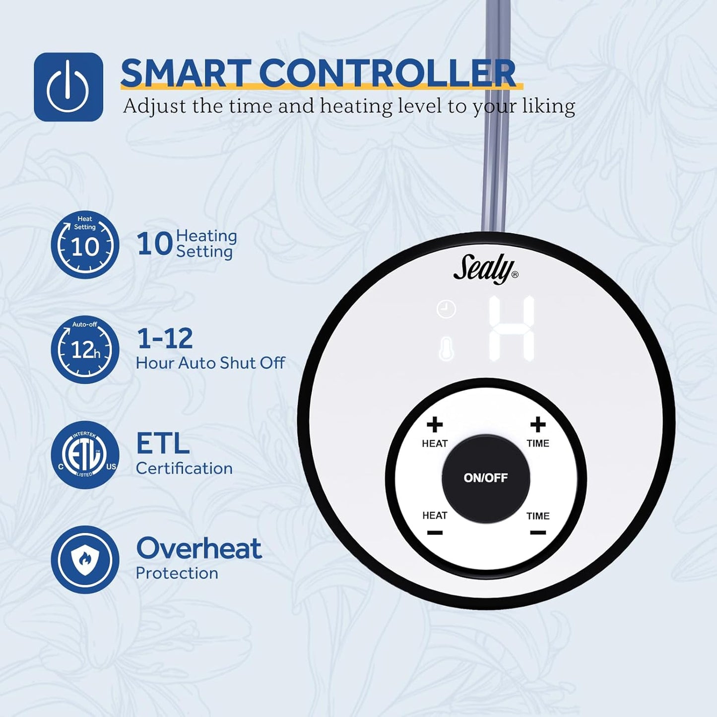 Sealy Electric Blanket King 100"*90",Super Cozy Flannel to Sherpa Reversible Heated Blanket King Size with 10 Heating Levels & 1-12 Hours Auto Off Overheating Protection Machine Washable,Charcoal