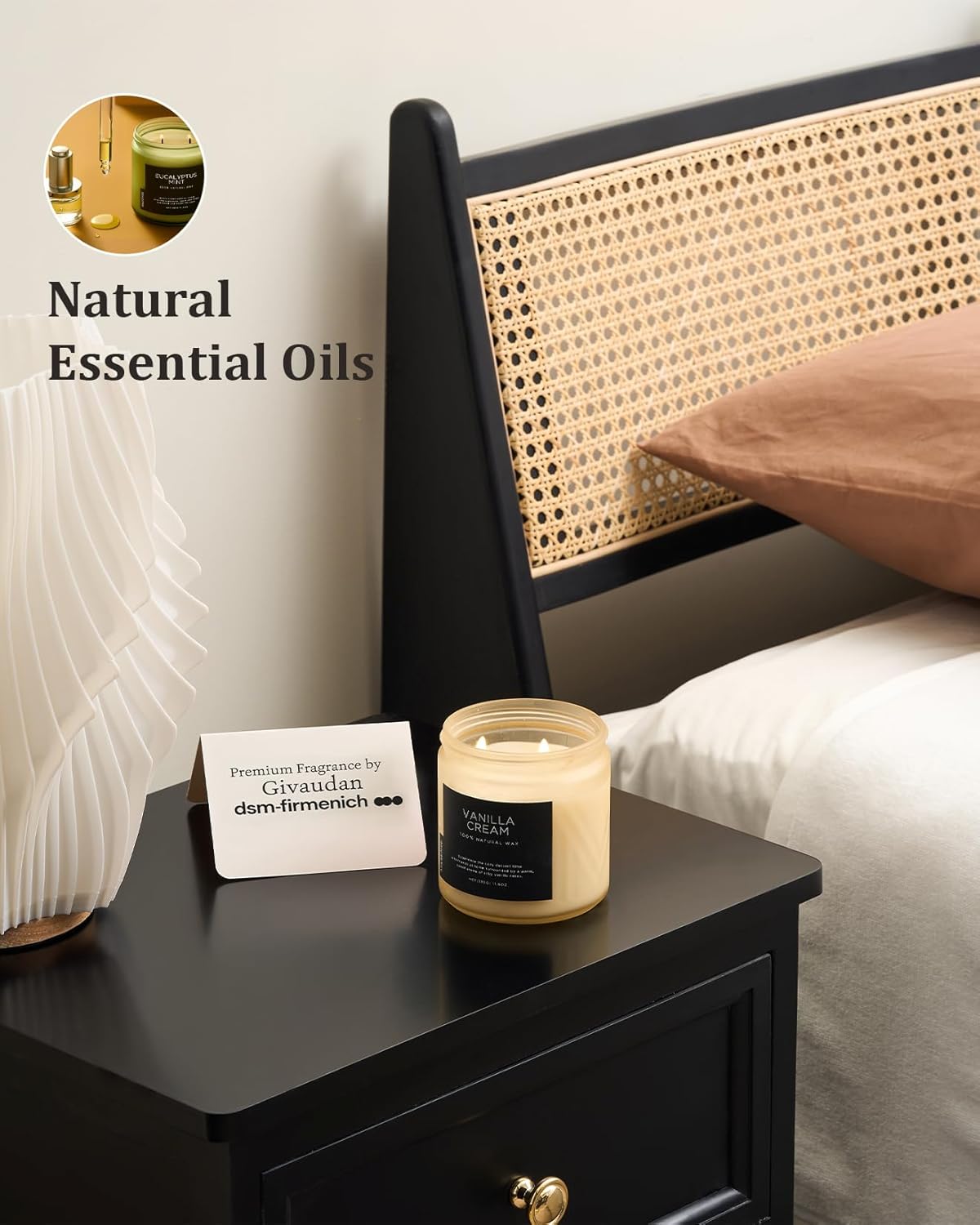 M&SENSE Vanilla Soy Candles, Medium 2 Wick 11.6oz 70 Hours Burning Time, All Natural Organic Soy Wax, Relaxing Aromatherapy Scented Candle, Housewarming Gift for Women and Men