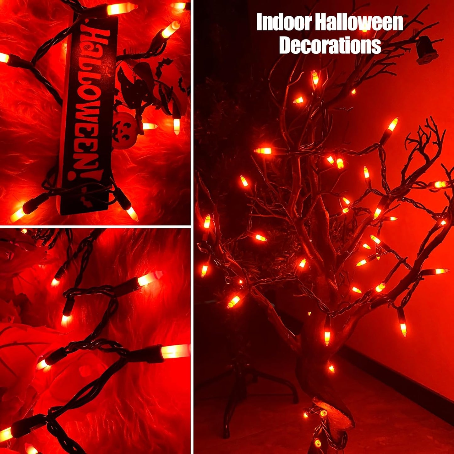 HISHINY Orange Halloween Lights,100 Count Incandescent Lights String with Black Wire,Ideal Outdoor Indoor Halloween Decorations Lights for Patio Home Party,UL Certified (21feet)