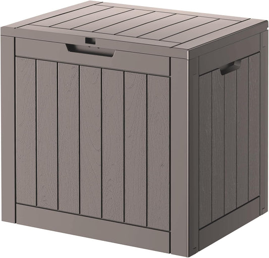 32 Gallon Deck Box Lockable Resin Indoor Outdoor Storage Box waterproof Outdoor Container for Patio Furniture, Pool Accessories, Cushions, Garden Tools, Sports Equipment