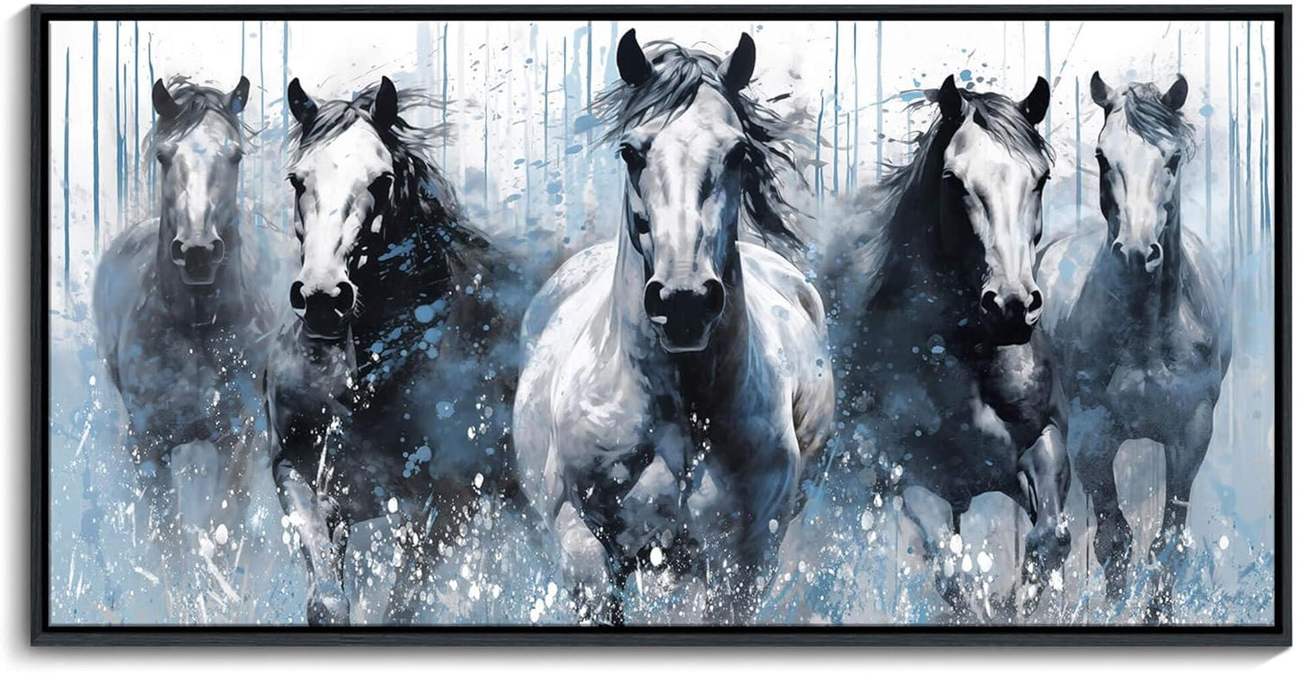 DUNHUANG ART Rustic Equine Gallop Canvas Wall Art - Stunning Horse Themed Decor for Living Room, Bedroom, Office - Horse Pictures Wall Decor 20"x40"