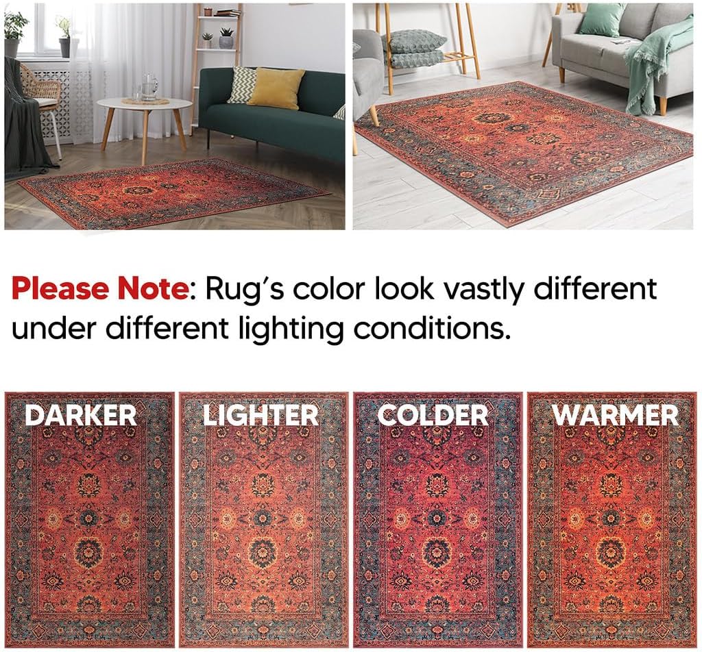 Keen Home Design 2x10 Rug - Machine Washable Runner with Non-Slip Backing, Ideal for Hallway, Entryway, Kitchen, Laundry Room - Vintage, Easy Clean, Durable, Low Pile Rug - (2'6" x 10')