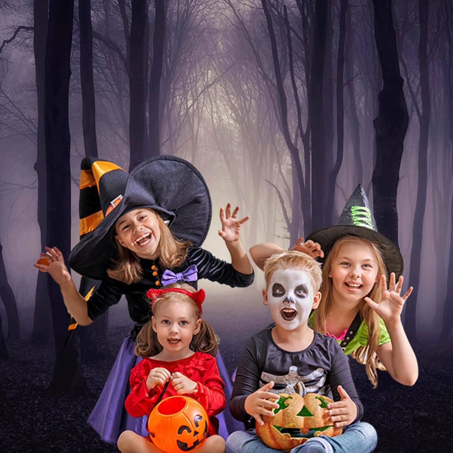 Mocsicka 7x5ft Halloween Backdrop Misty Woods Dark Gloomy Forest Vampire Witch Wizard Party Background Halloween Night Ghost Photography Backdrops