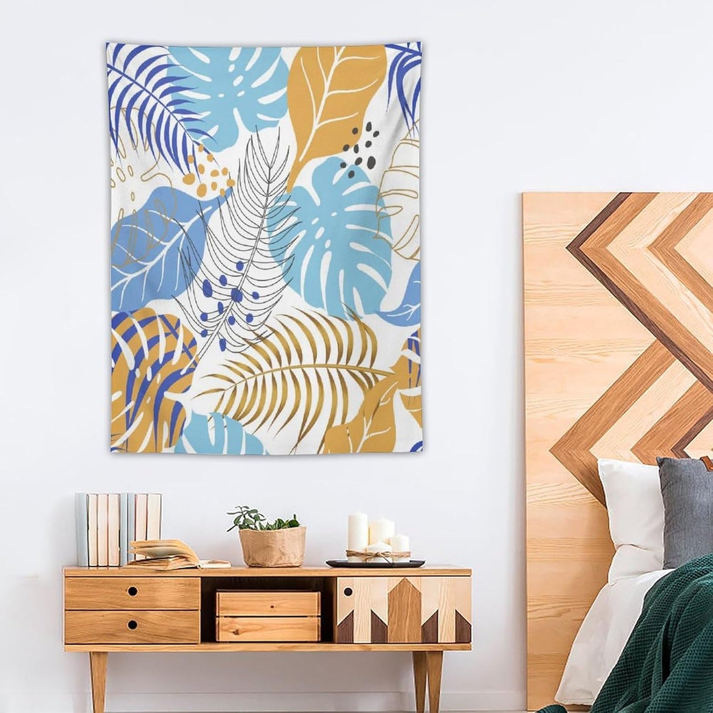 ICMOLYYENLO Tropical Palm Leaves Wall Tapestry, Wall Art for Room Decoration Beautiful Wall Hanging for Bedroom Living Room Dormitory Apartment 50x60 Inch