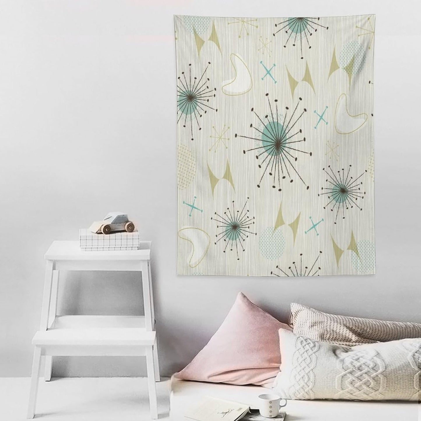 ICMOLYYENLO Boho Medieval Cat Tapestry, Abstract Atomic Starburst Geometric Aesthetic Art Wall Hanging For Bedroom Living Room Dormitory 40x60 Inches