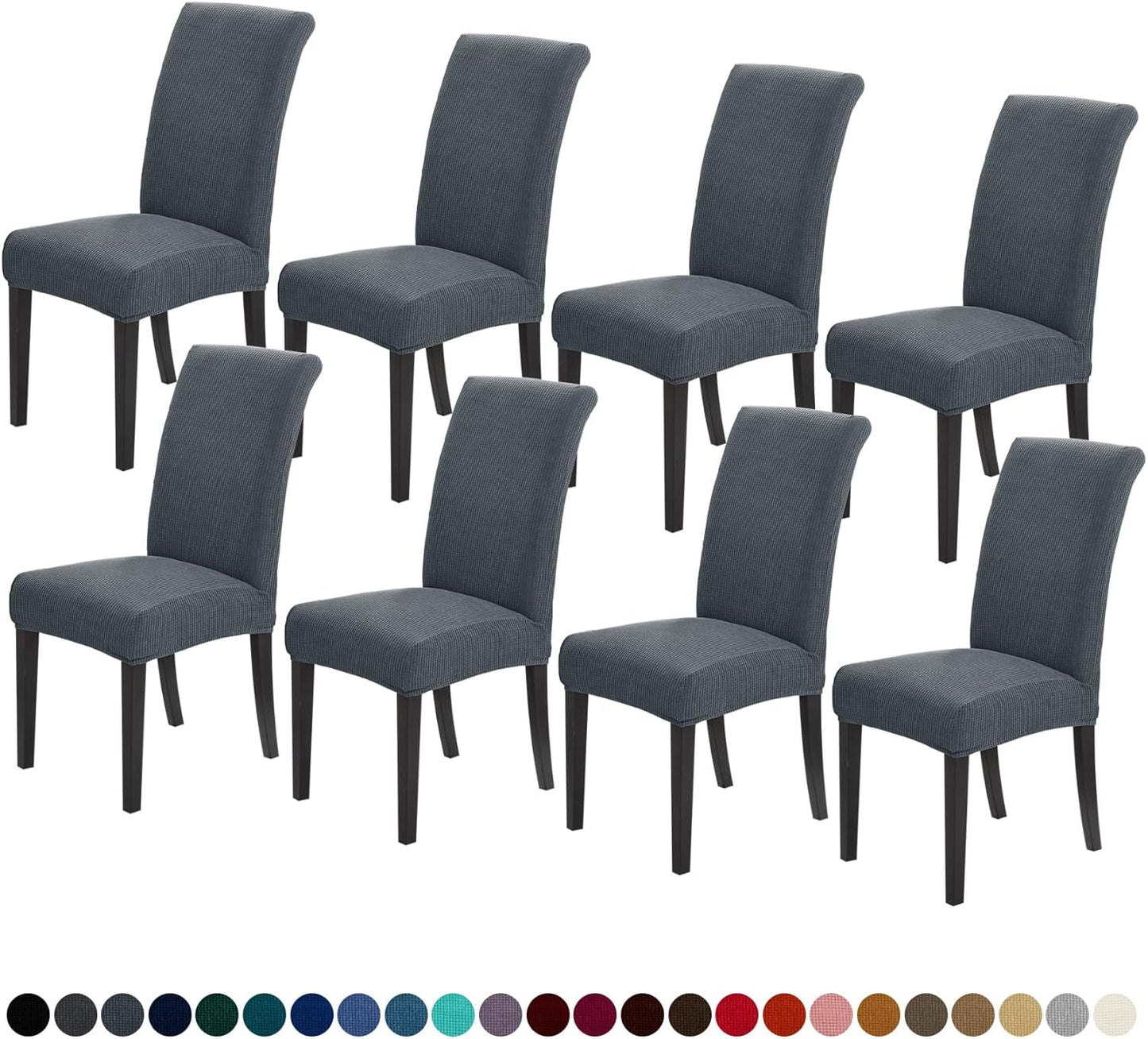 Joccun Chair Covers for Dining Room Set of 8, Dining Chair Slipcovers Stretch Dining Room Chair Covers Seat Protector,Washable Parsons Chair Cover for Home,Hotel,Banquet(Gray,8 Pack)
