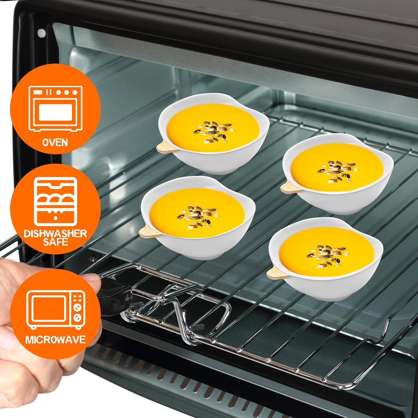 Kolewo4ever 12 Pieces Fall Ceramic Pumpkin Bowl 6 Ounces Ramekins Small Pumpkin Shaped Bowls Orange Dinnerware Decoration for Halloween Thanksgiving Serving Dip, Sauce, Condiments,Snack (Ivory White)