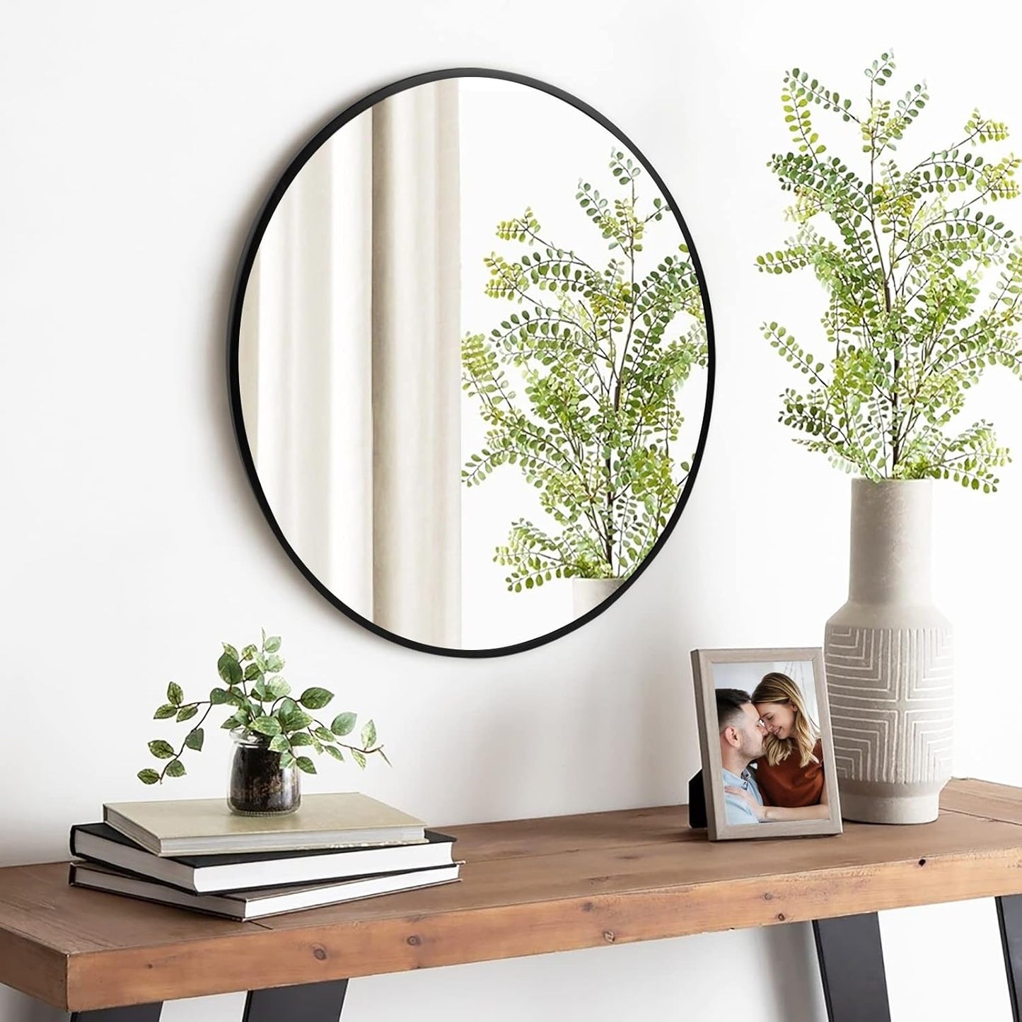 Fabuday Black Circle Mirror for Wall 22 inch - Round Mirror for Bathroom, Entryway, Living Room, Hallway, Bedroom Decor, Small Matte Frame Mirrors