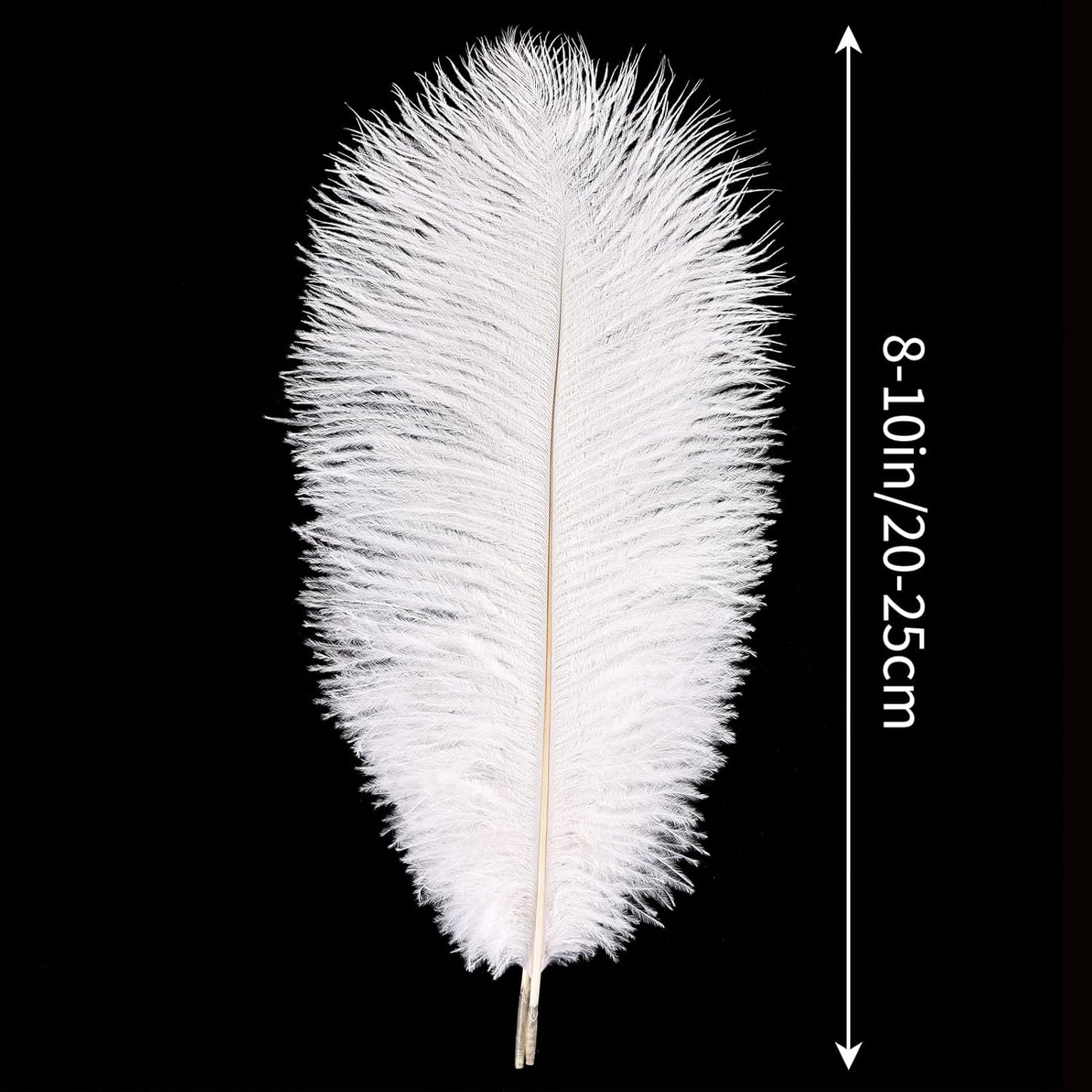 THARAHT White Ostrich Feathers 24pcs Natural Bulk 8-10Inch 20cm-25cm for Crafts Wedding Party Centerpieces Christmas Tree Decoration Feathers