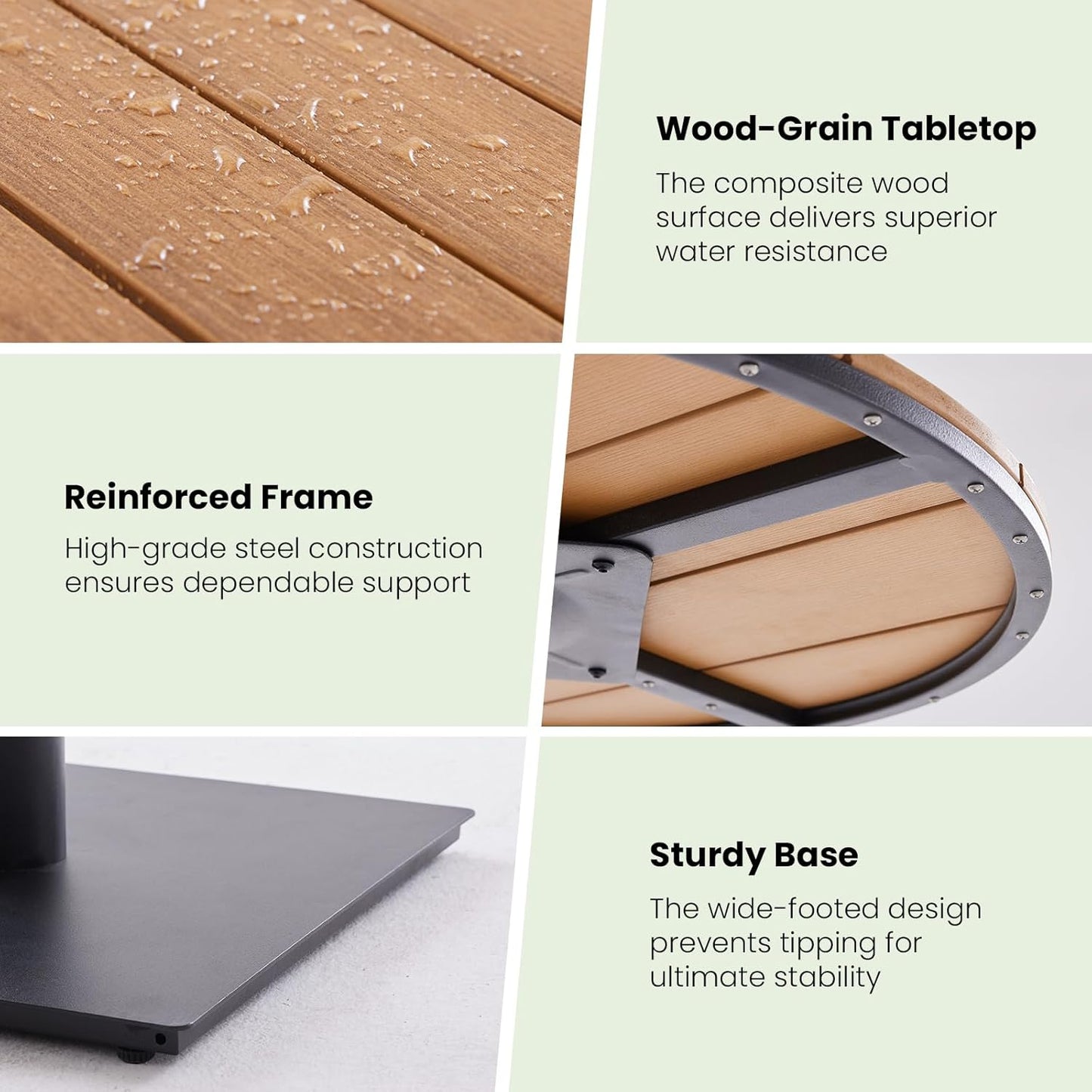 Soohow Patio Furniture Table, Outdoor Dining Set of Patio Table, Plastic Wooden Top Outdoor Furniture Table for Lawn, Deck, Backyard, Poolside