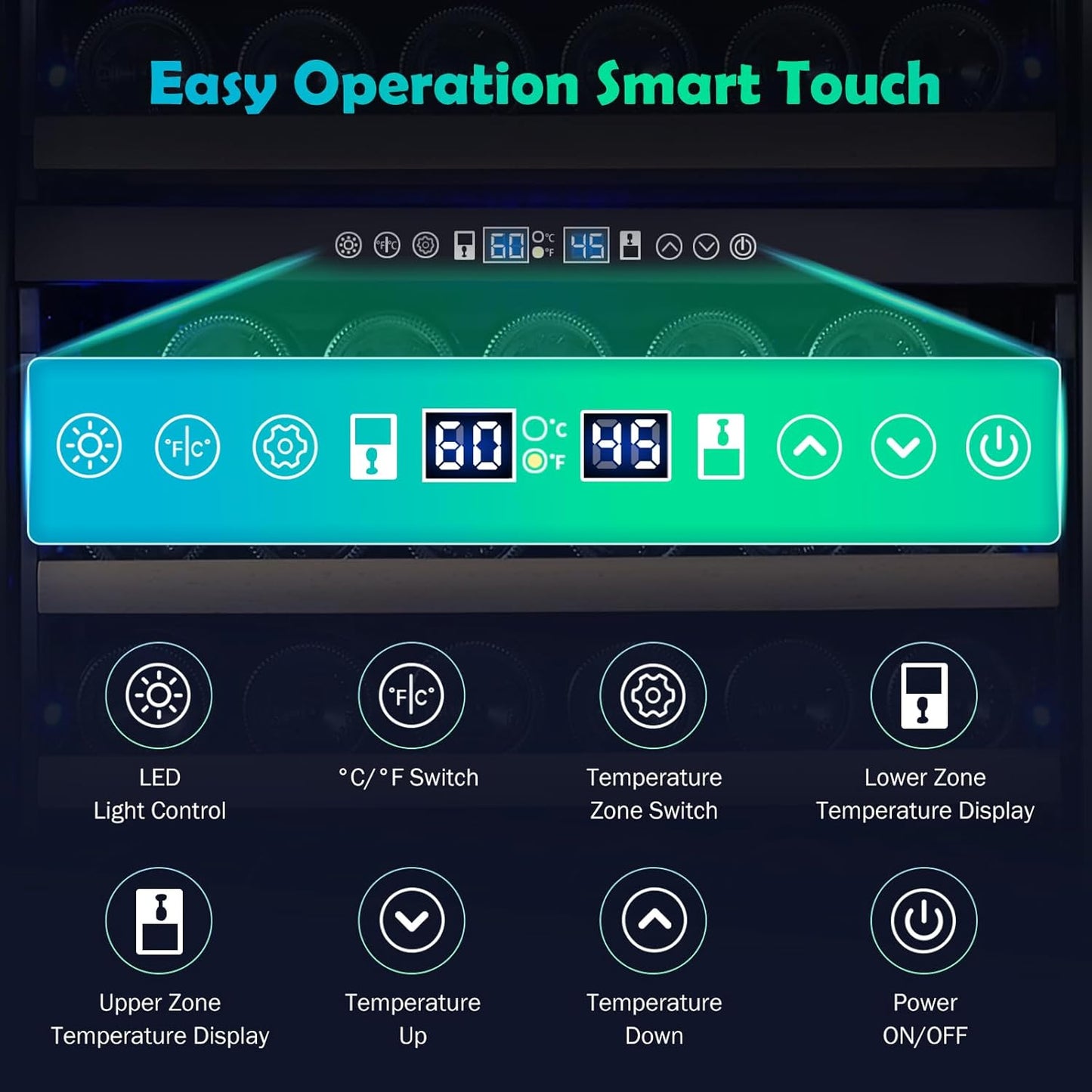 200 Bottle Dual Zone Wine Fridge – 24 Inch Large Capacity Wine Cooler Refrigerator Freestanding/Built-In with Upgraded Compressor, Low-Noise Wine Cellar & Intelligent Temperature Control - Black