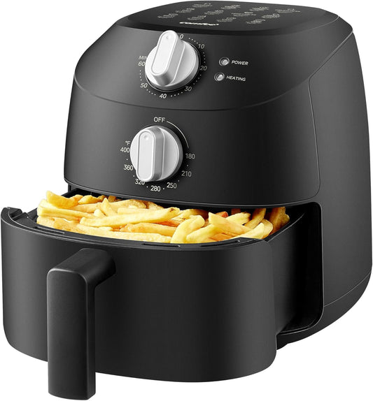 COMFEE' Compact 2.1 Quart Air Fryer with 12 Menu Options, Adjustable Timer & Temperature Control 180-400 degrees F, Dishwasher-Safe Nonstick Fry Basket with Stainless Steel Finish