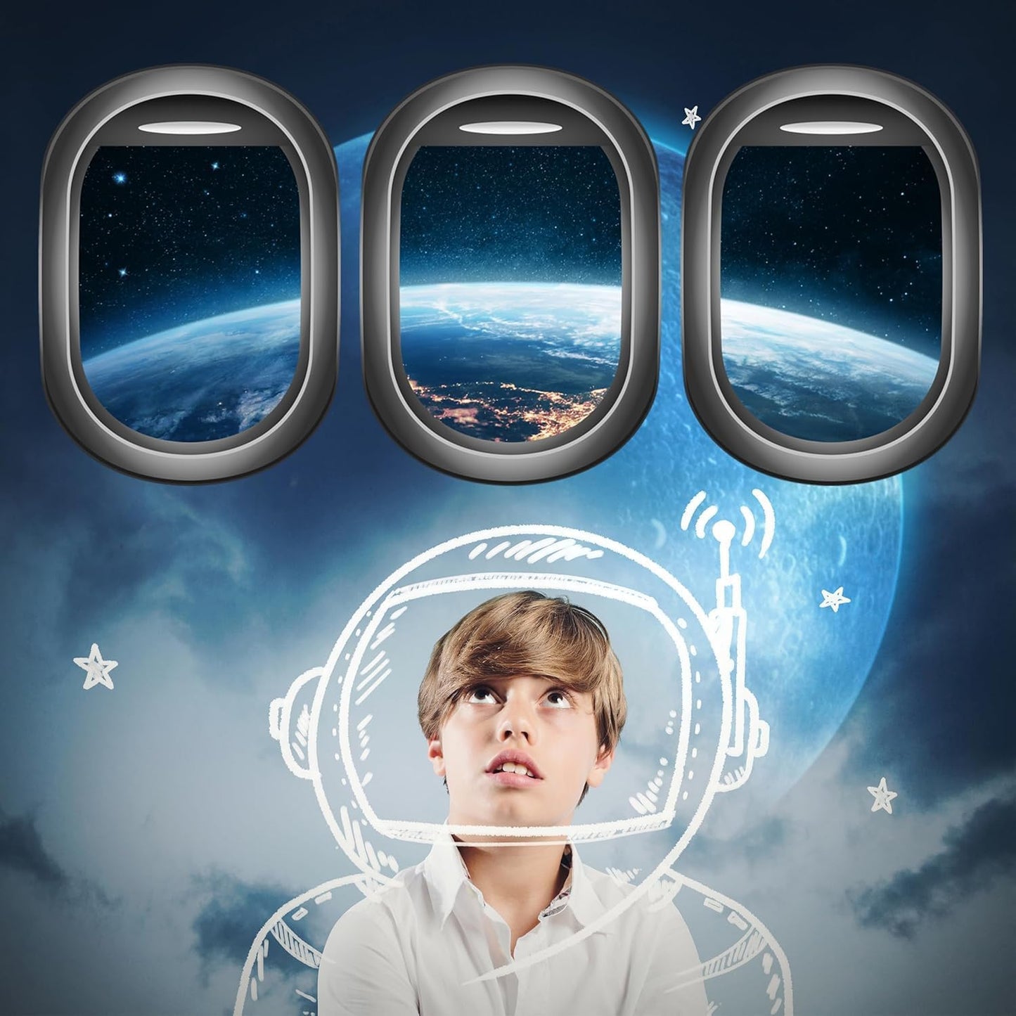 Quanhaigou Glow in The Dark 3D Space Wall Decals, Set of 3 Galaxy Window Stickers for Wall,Planet Themed Room Decor for Kids Boys