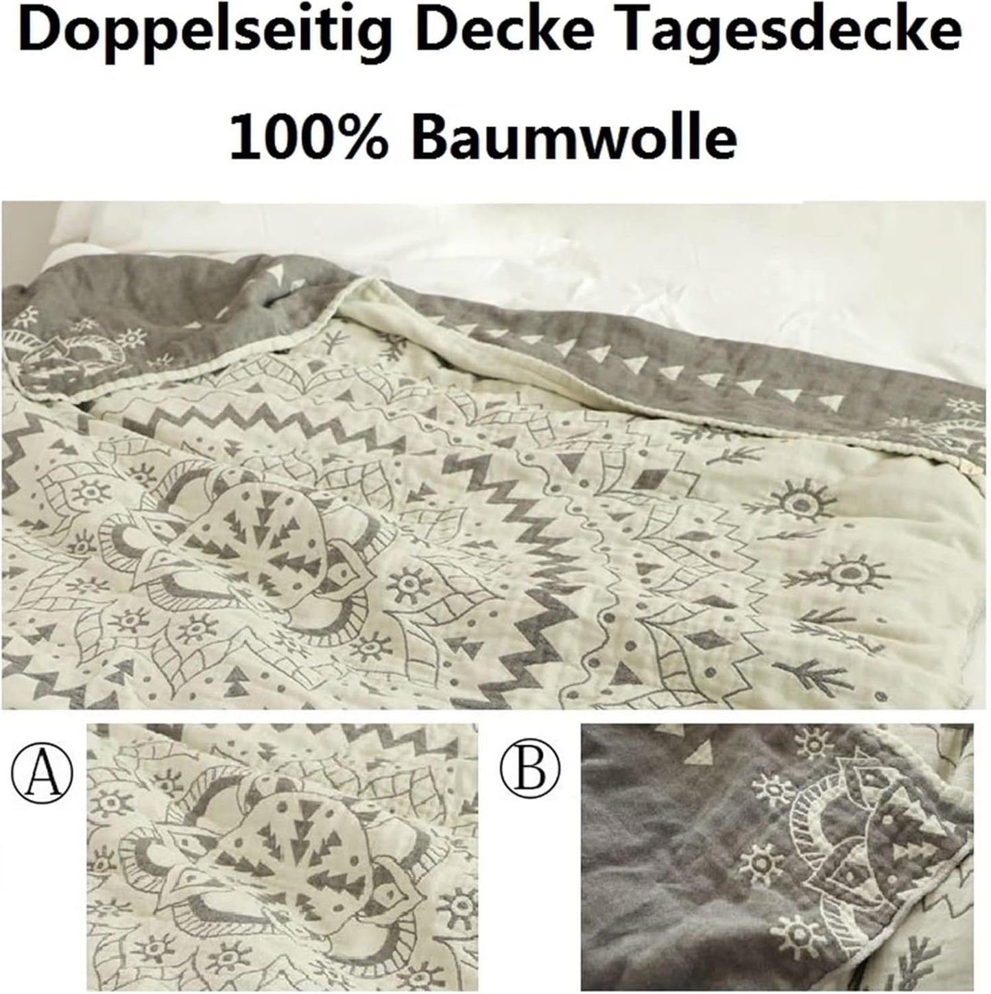 MSGKV Boho Throw Blanket for Couch Sofa Bed, 100% Cotton Blankets 80''x 90'' Woven Blankets Boho Quilt, Versatile KnitWoven Blanket, Super Soft Decorative Blanket for Chair Sofa and Living Room