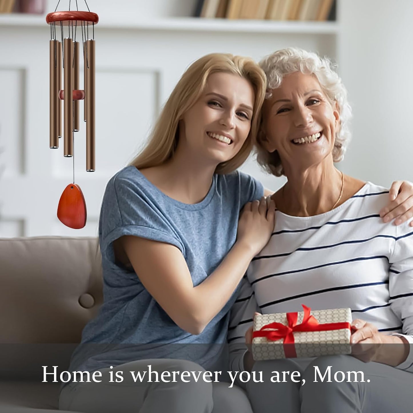 28" Wind Chime for Mothers Day, Decorative Wind Chimes for Outside, Memorial Windchimes Remembrance Gift for Women Mom Grandma, Metal Wind Chimes Outdoor Decor for Garden Patio Zen(Coffee)