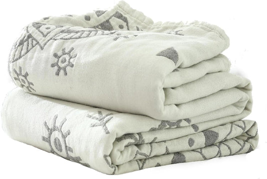 MSGKV Woven Boho Throw Blanket for Couch 100% Cotton Blankets,Versatile KnitWoven Blanket, Super Soft Warm & Decorative Blanket for Chair Bed Sofa and Living Room, 60''Wx 80''L